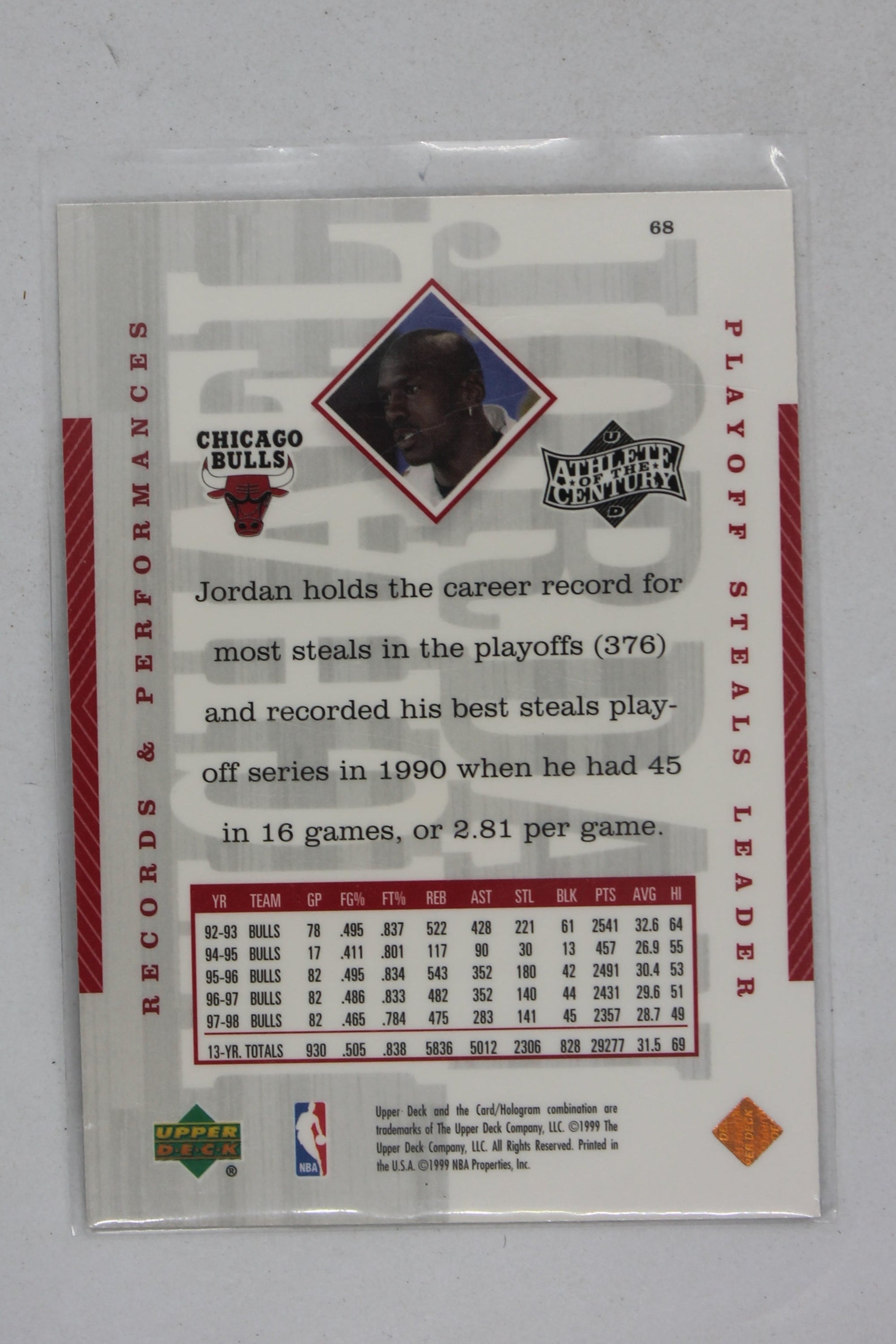 Michael Jordan  1999 Upper Deck Michael Jordan Athlete of the Century - [Base] #68