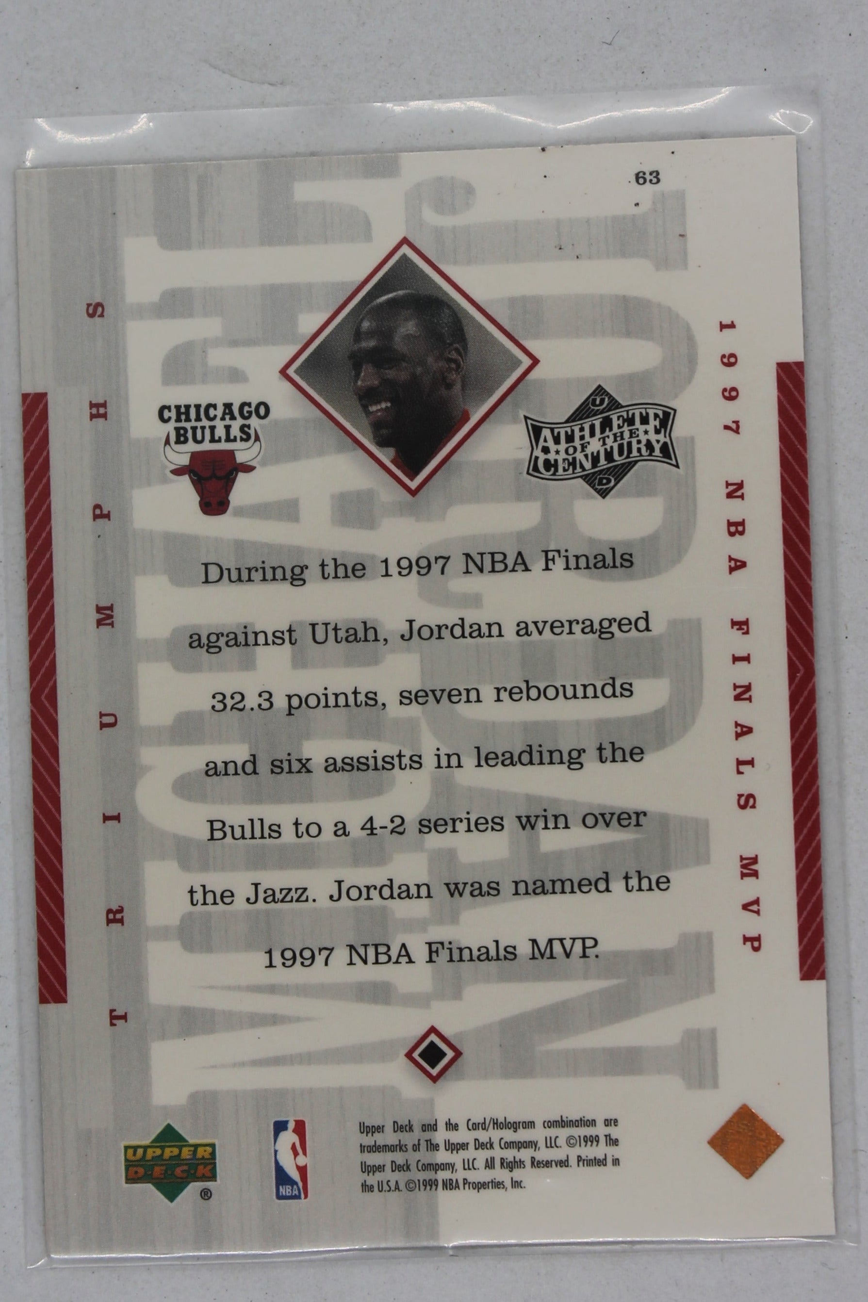 Michael Jordan  1999 Upper Deck Michael Jordan Athlete of the Century - [Base] #63