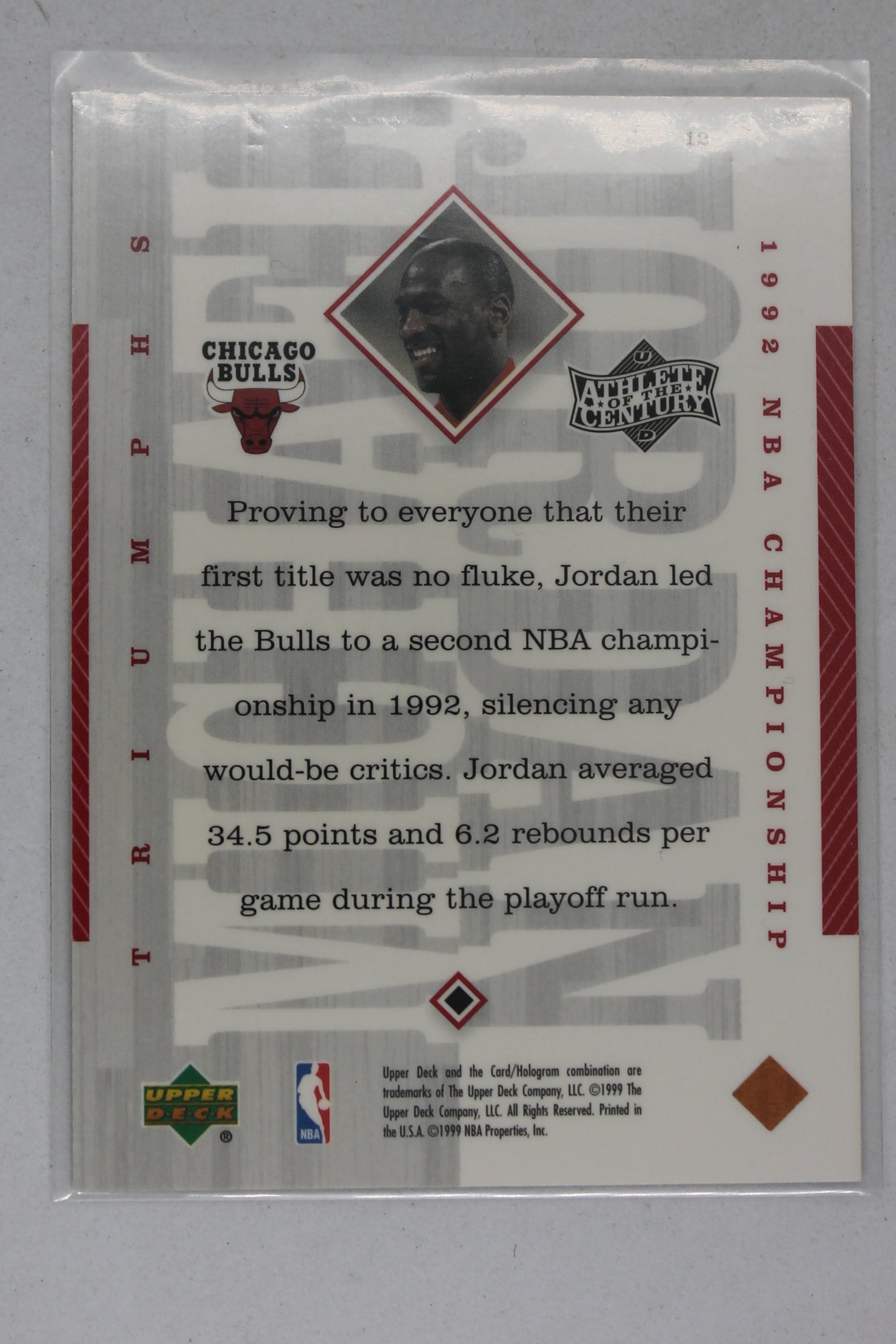 Michael Jordan  1999 Upper Deck Michael Jordan Athlete of the Century - [Base] #12