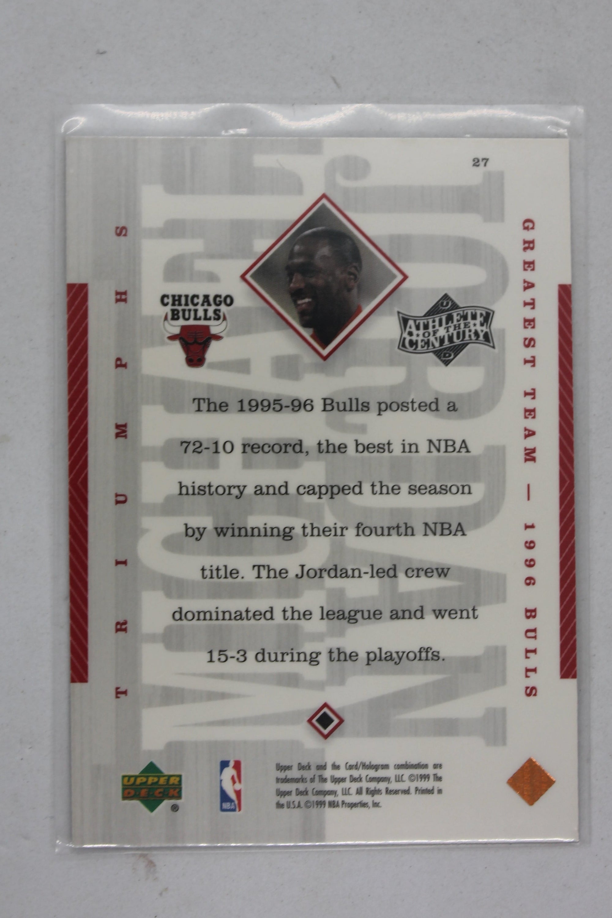 Michael Jordan  1999 Upper Deck Michael Jordan Athlete of the Century - [Base] #27