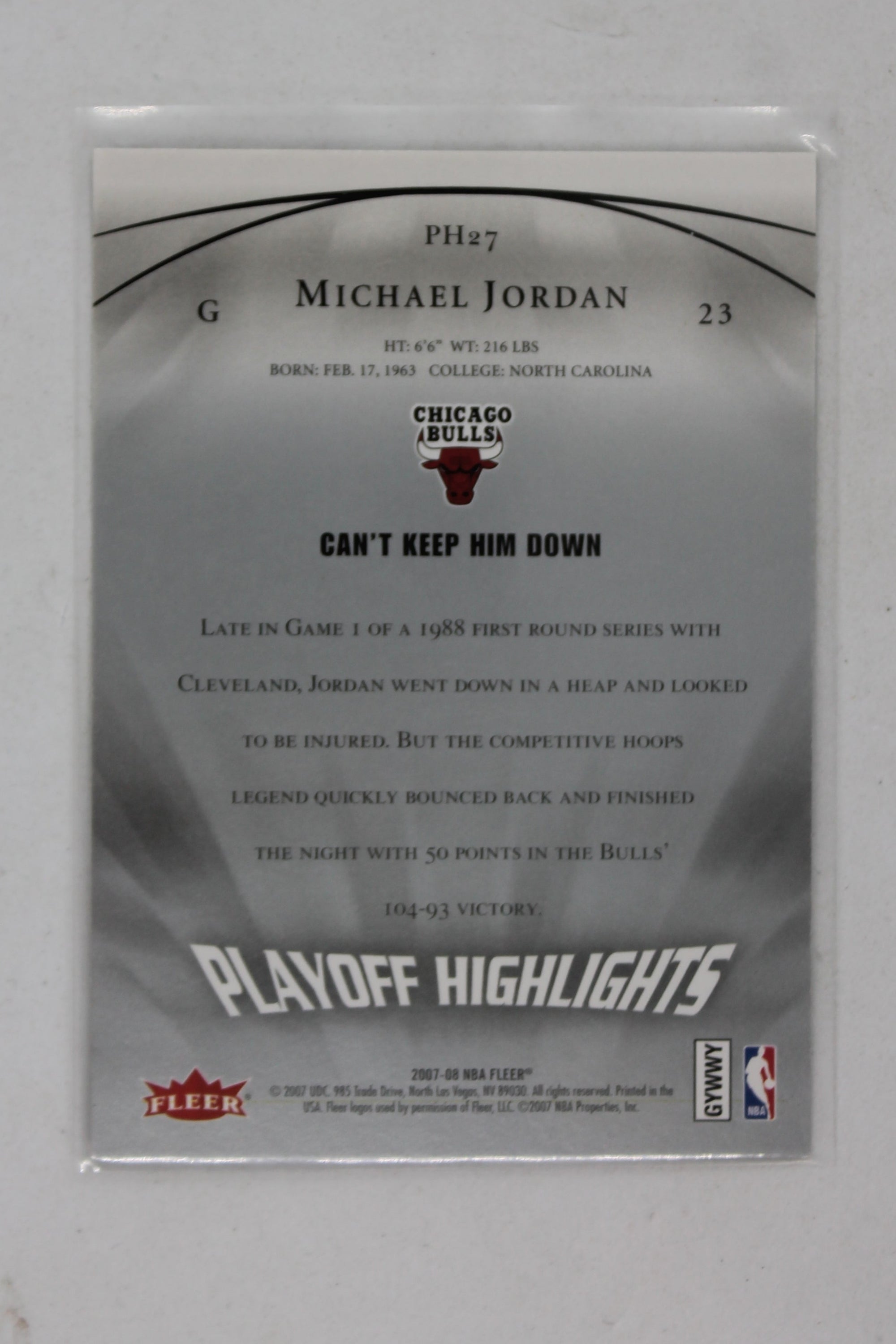 Michael Jordan 2007-08 Fleer Michael Jordan - Box Set Playoff Highlights #PH27