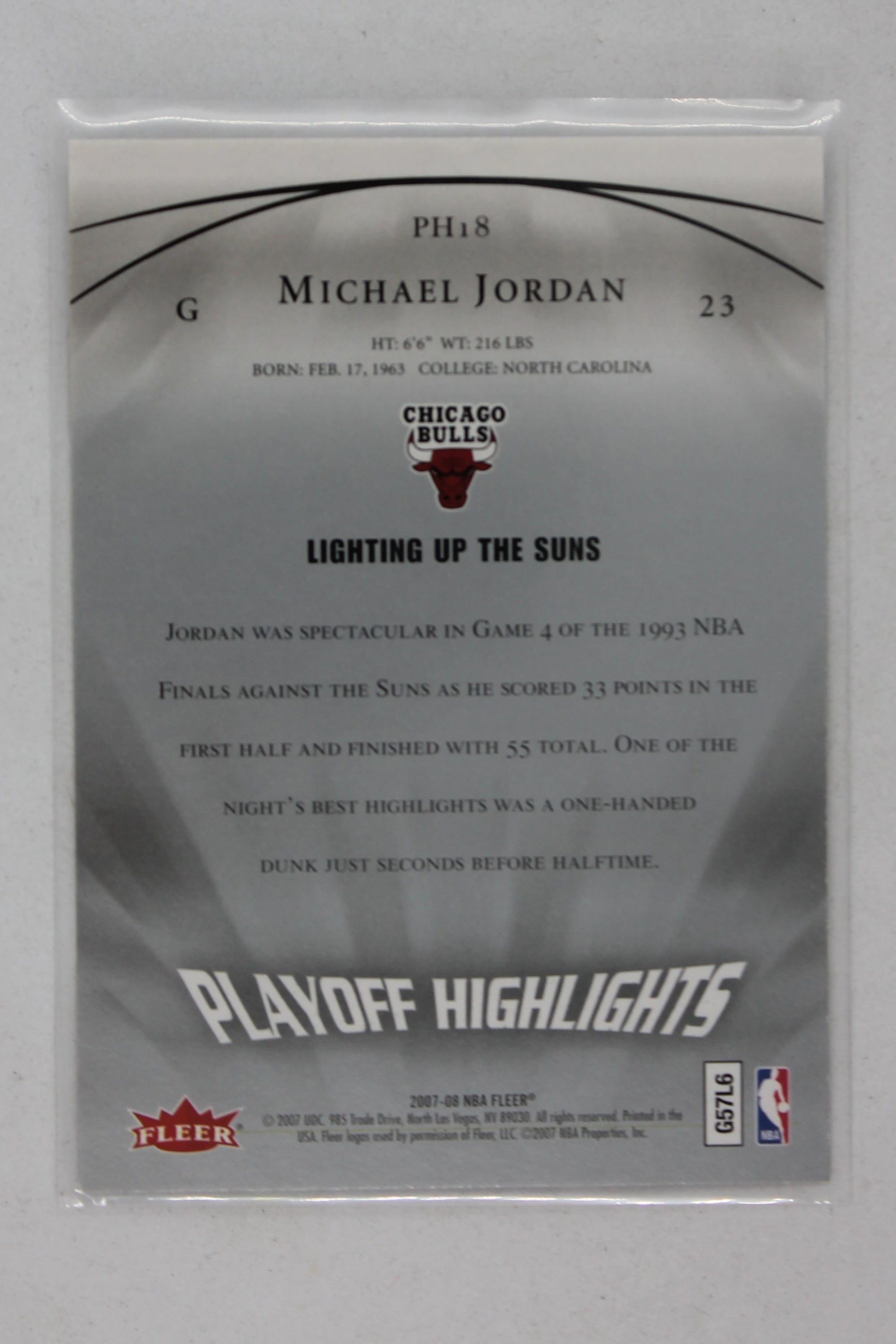 Michael Jordan 2007-08 Fleer Michael Jordan - Box Set Playoff Highlights #PH18
