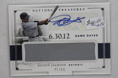 Austin Jackson  2016 Panini National Treasures - Game Dated Signatures #GDS-AJ  #45/99