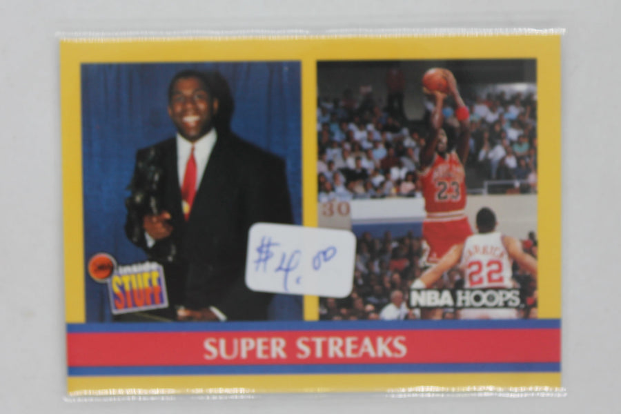 Michael Jordan 1990-91 NBA Hoops - [Base] #385 Inside Stuff - Super Streaks (Magic Johnson, Michael Jordan)