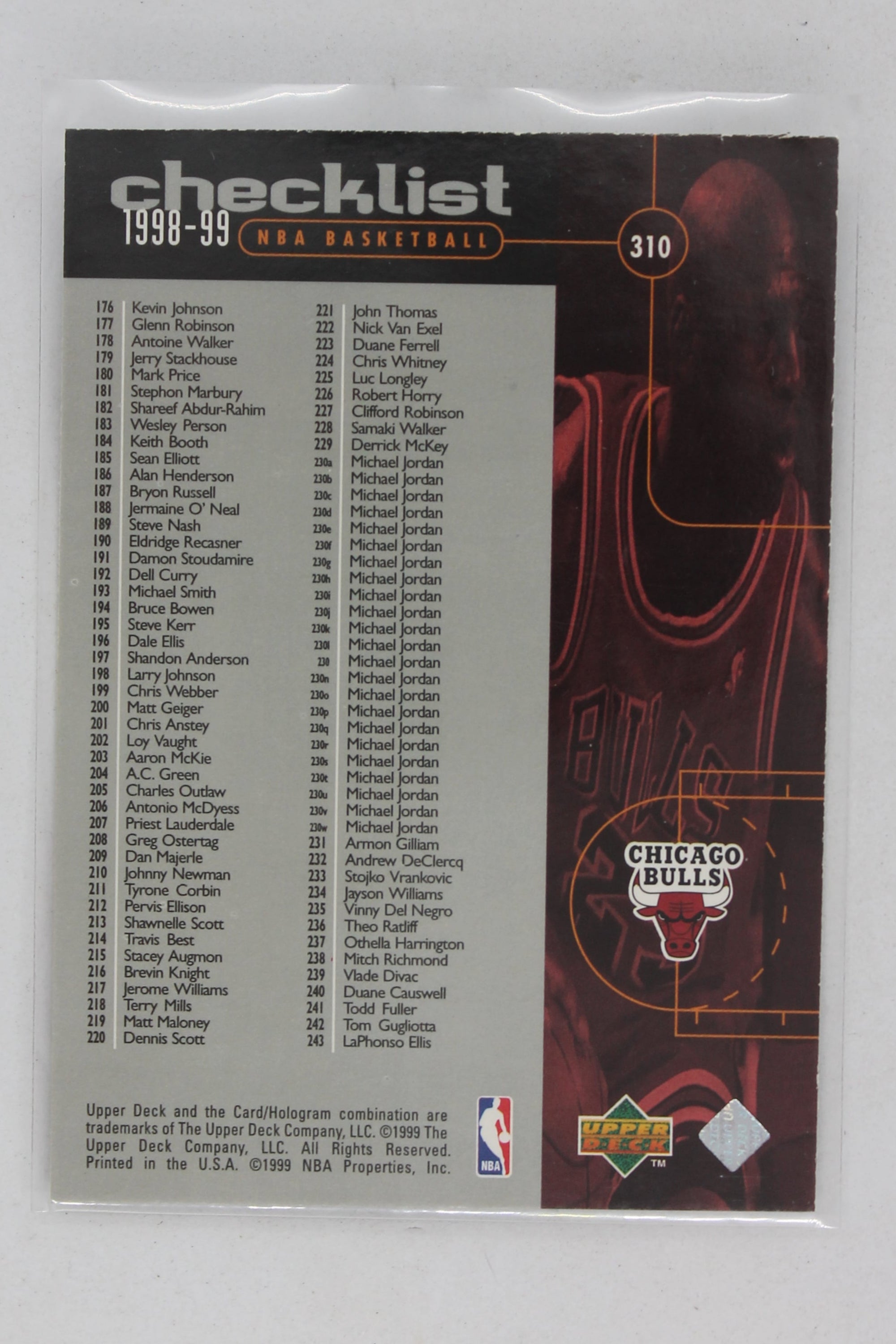 Michael Jordan 1998-99 Upper Deck - [Base] #310 Checklist