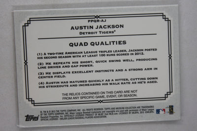 Austin Jackson 2013 Topps Museum Collection - Primary Pieces Quad Relics #PPQR-AJ #82/99