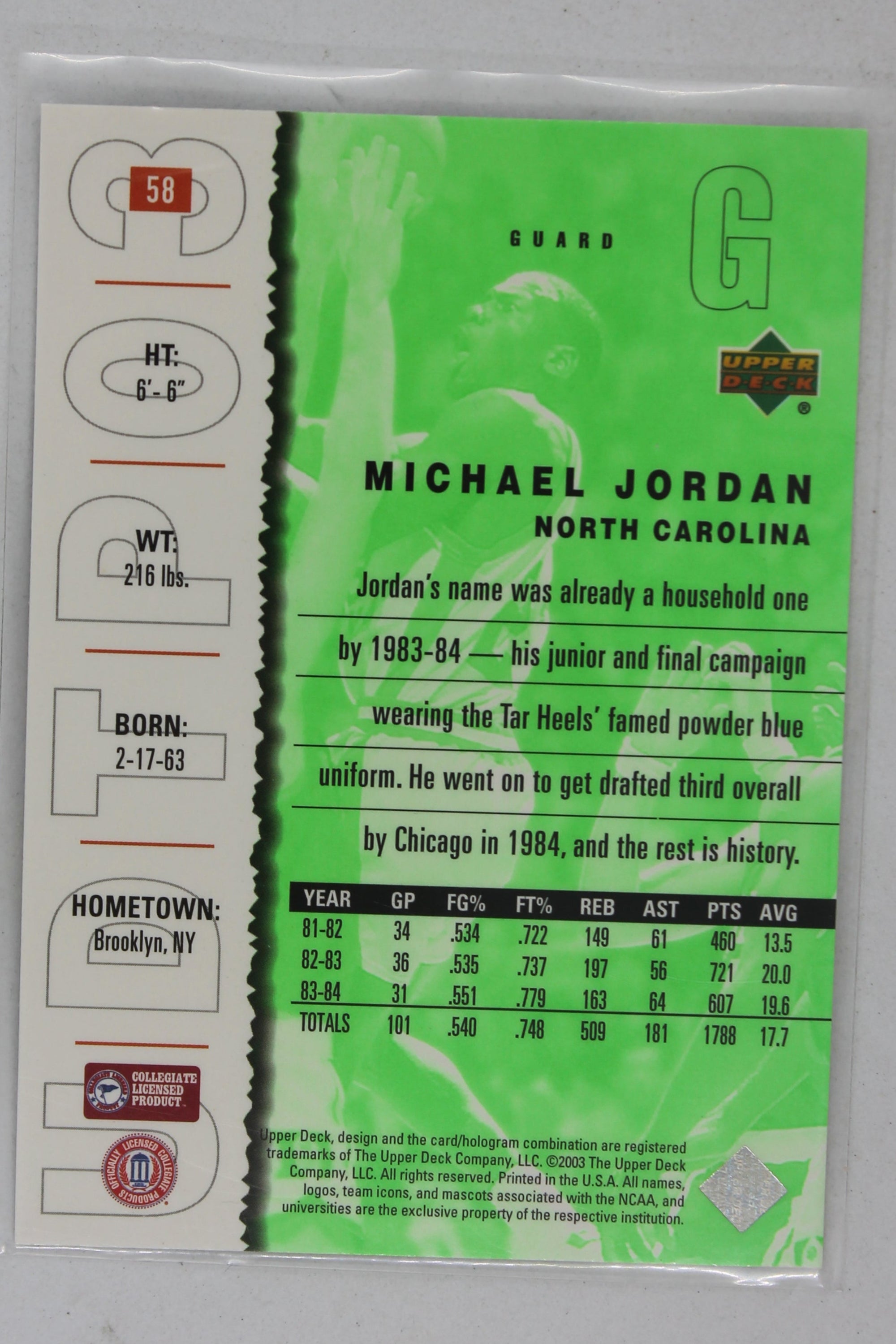 Michael Jordan 2003-04 Upper Deck UD Top Prospects - [Base] #58