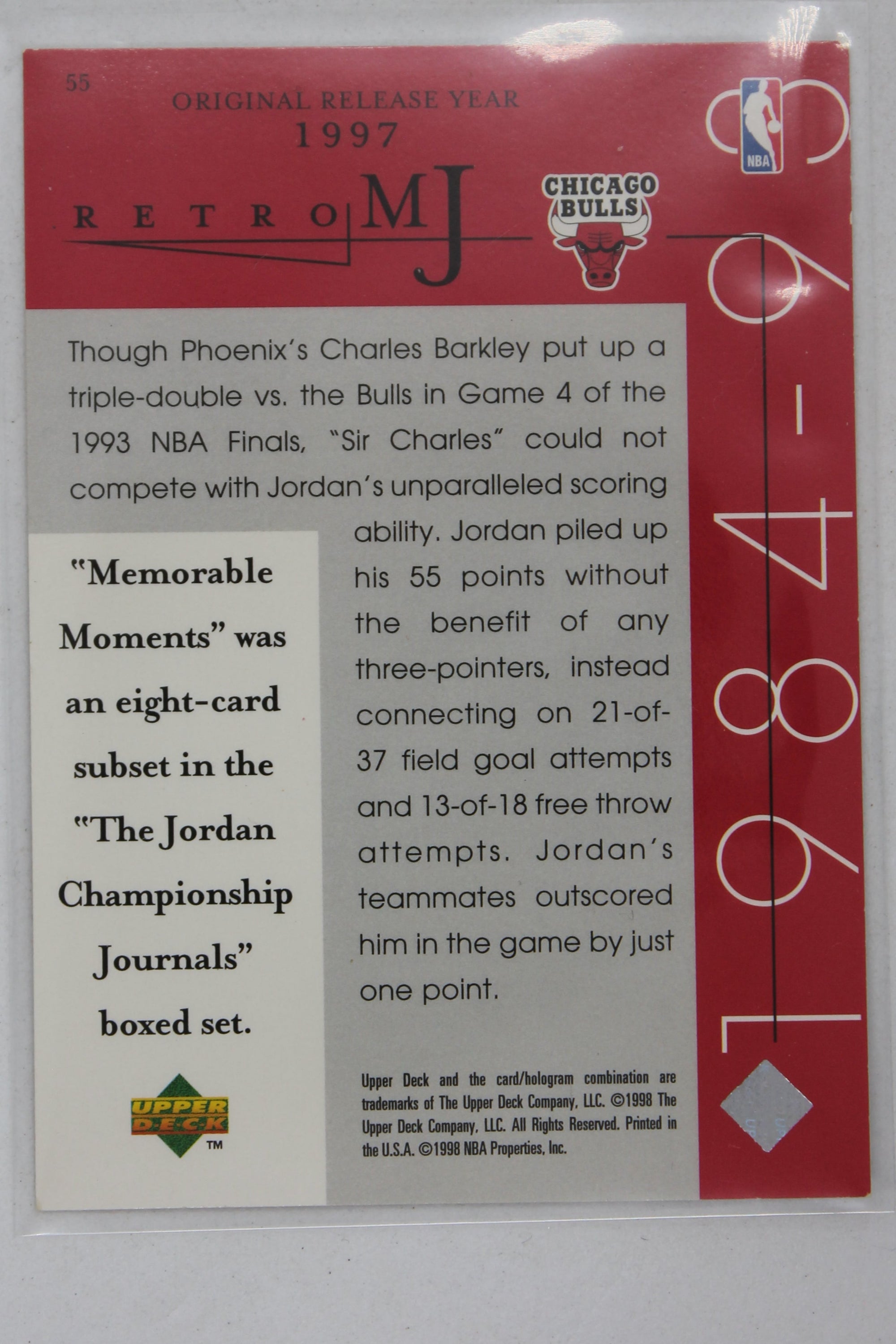 Michael Jordan 1998 Upper Deck MJ Career Collection - [Base] #55 Retro MJ