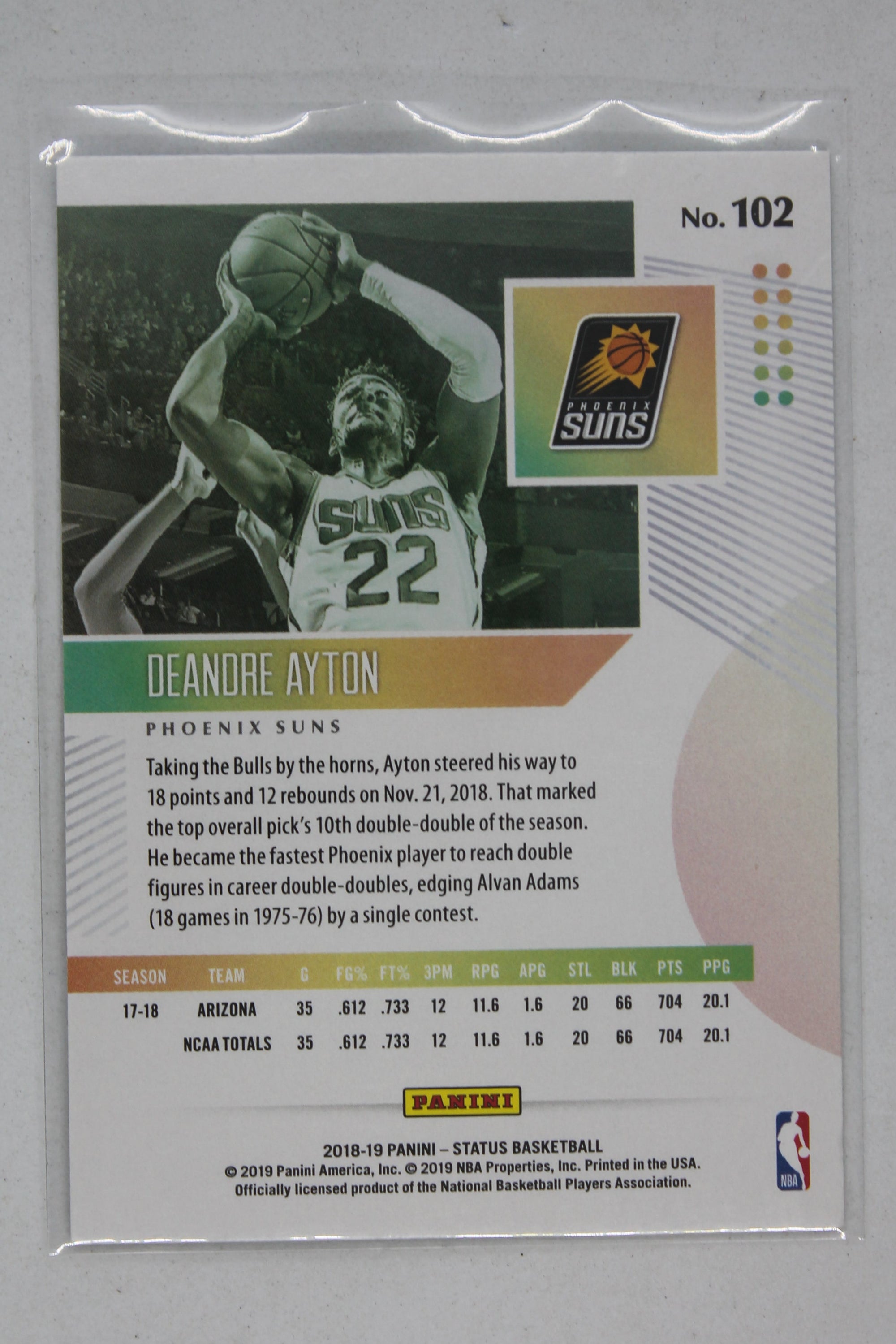 Deandre Ayton 2018-19 Panini Status - [Base] #102 Rookies 1 - Rookie Card