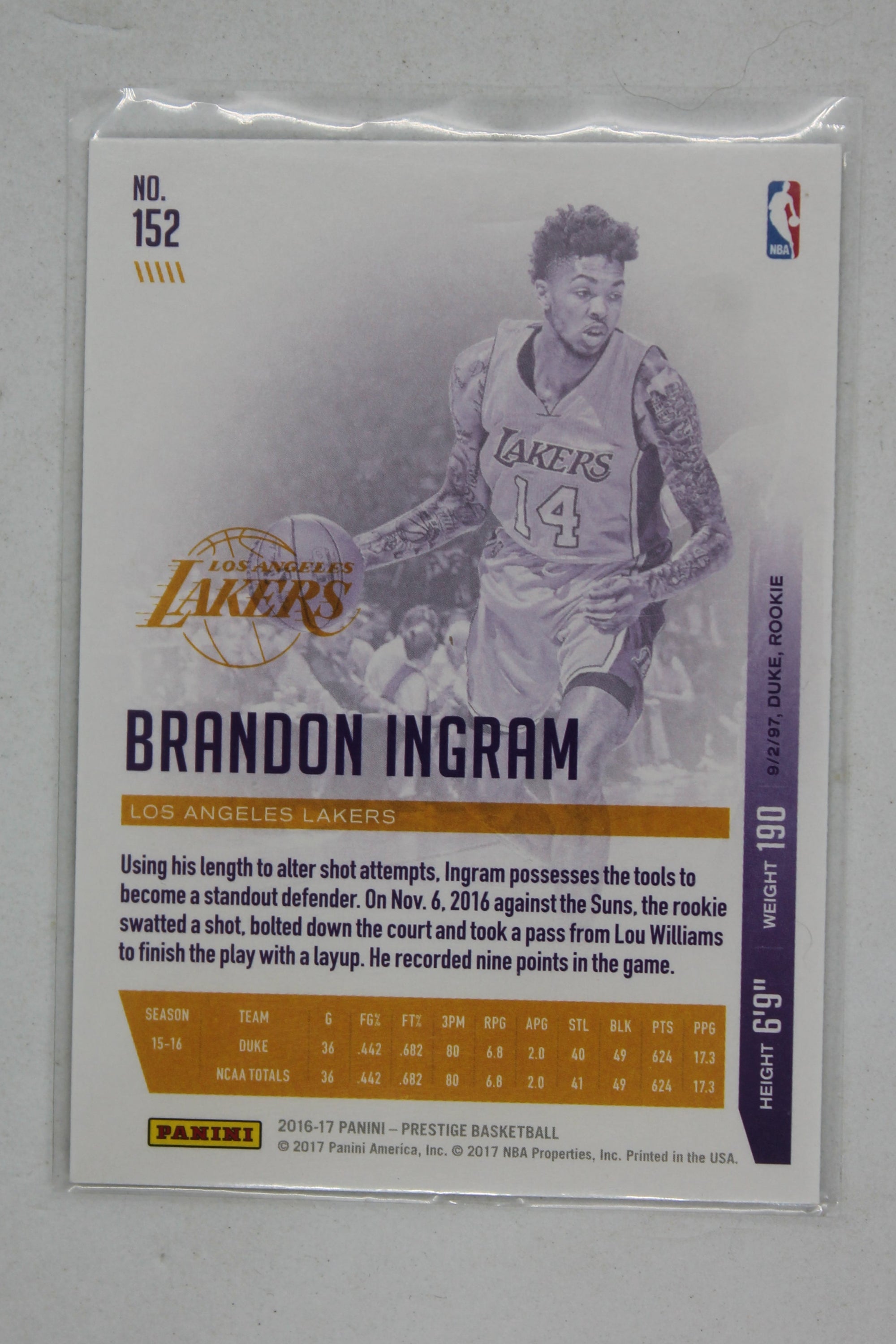 Brandon Ingram 2016-17 Panini Prestige - [Base] #152 Rookies - Rookie Card