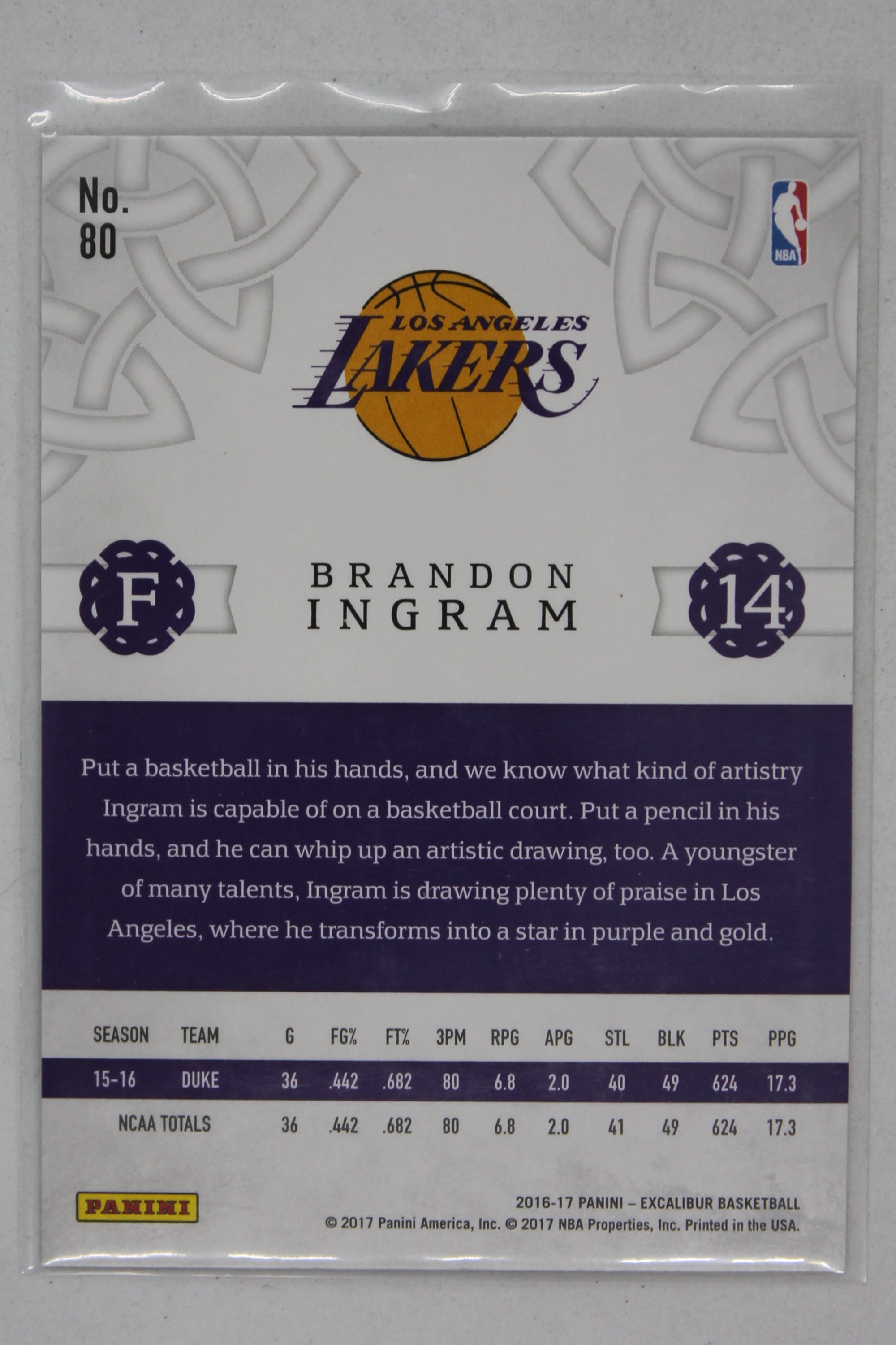 Brandon Ingram 2016-17 Panini Excalibur - [Base] #80 - Rookie Card