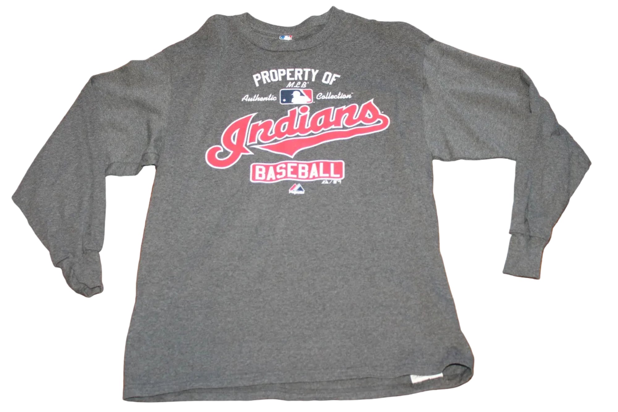 MLB Cleveland Indians Majestic Men's Long Sleeve "Property Of" Tee - Large