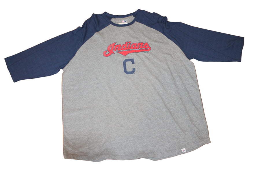 MLB Cleveland Indians Majestic Men's 3/4 Sleeve Tee - XXXLarge