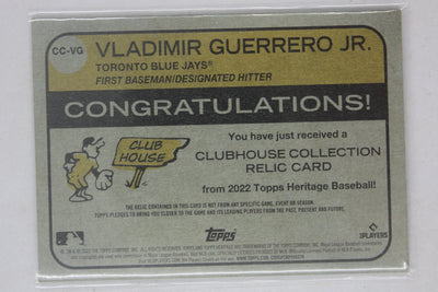 Vladimir Guerrero Jr. 2022 Topps Heritage - Clubhouse Collection Relics Jersey Card