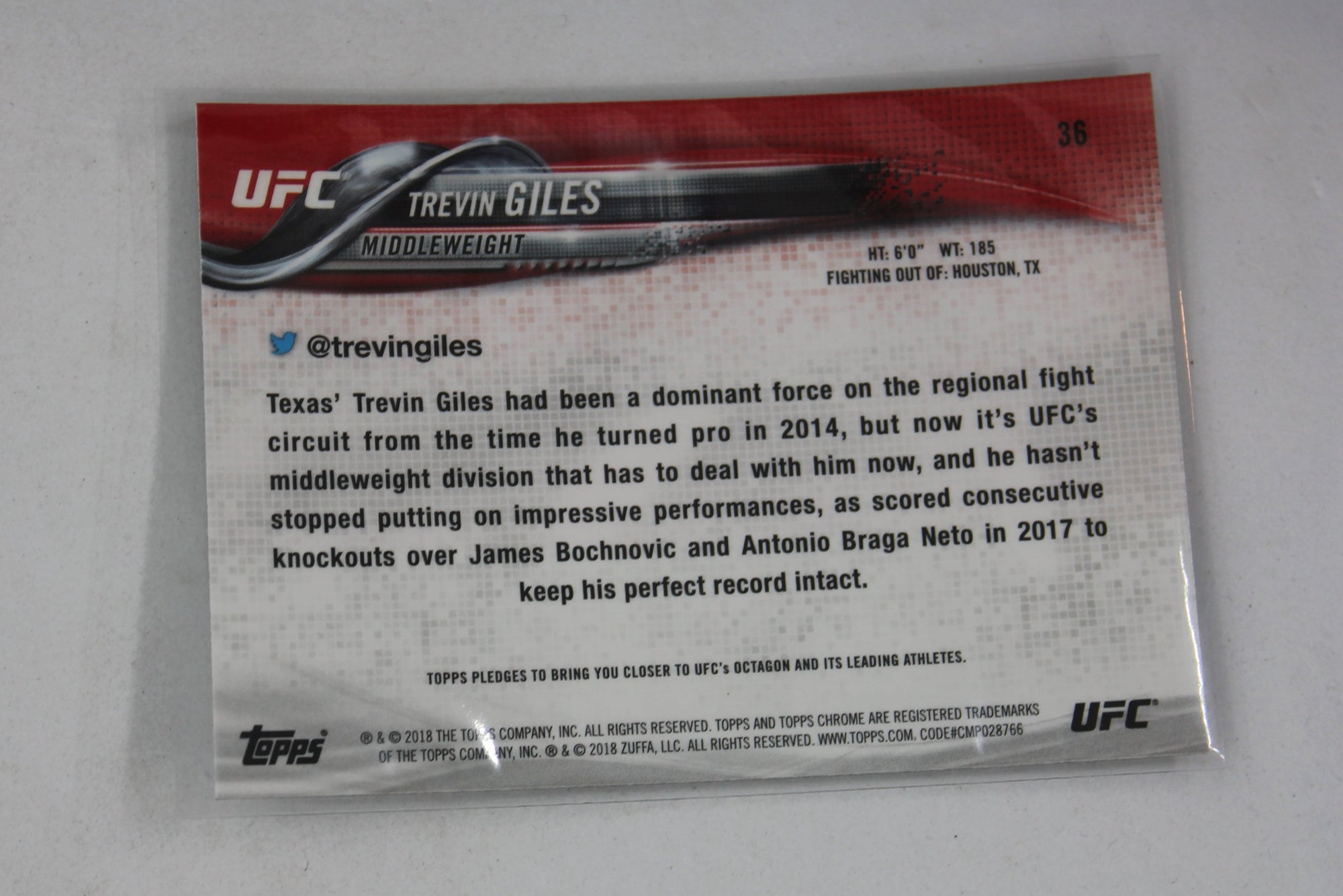 Trevin Giles 2018 Topps Chrome UFC - [Base] #36 - Rookie Card