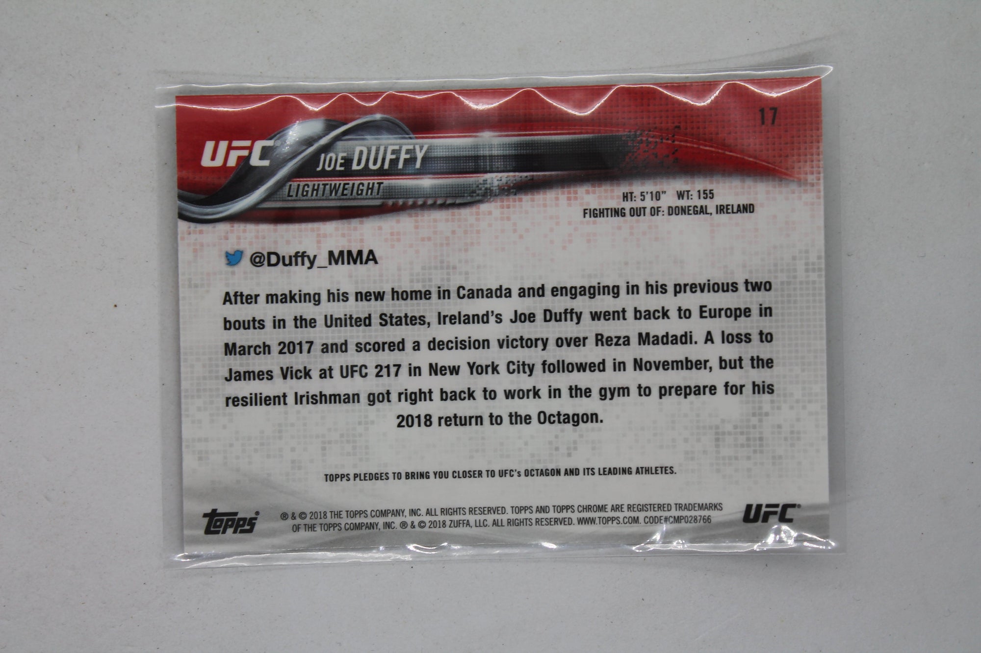 Joe Duffy 2018 Topps Chrome UFC - [Base] #17 - Rookie Card