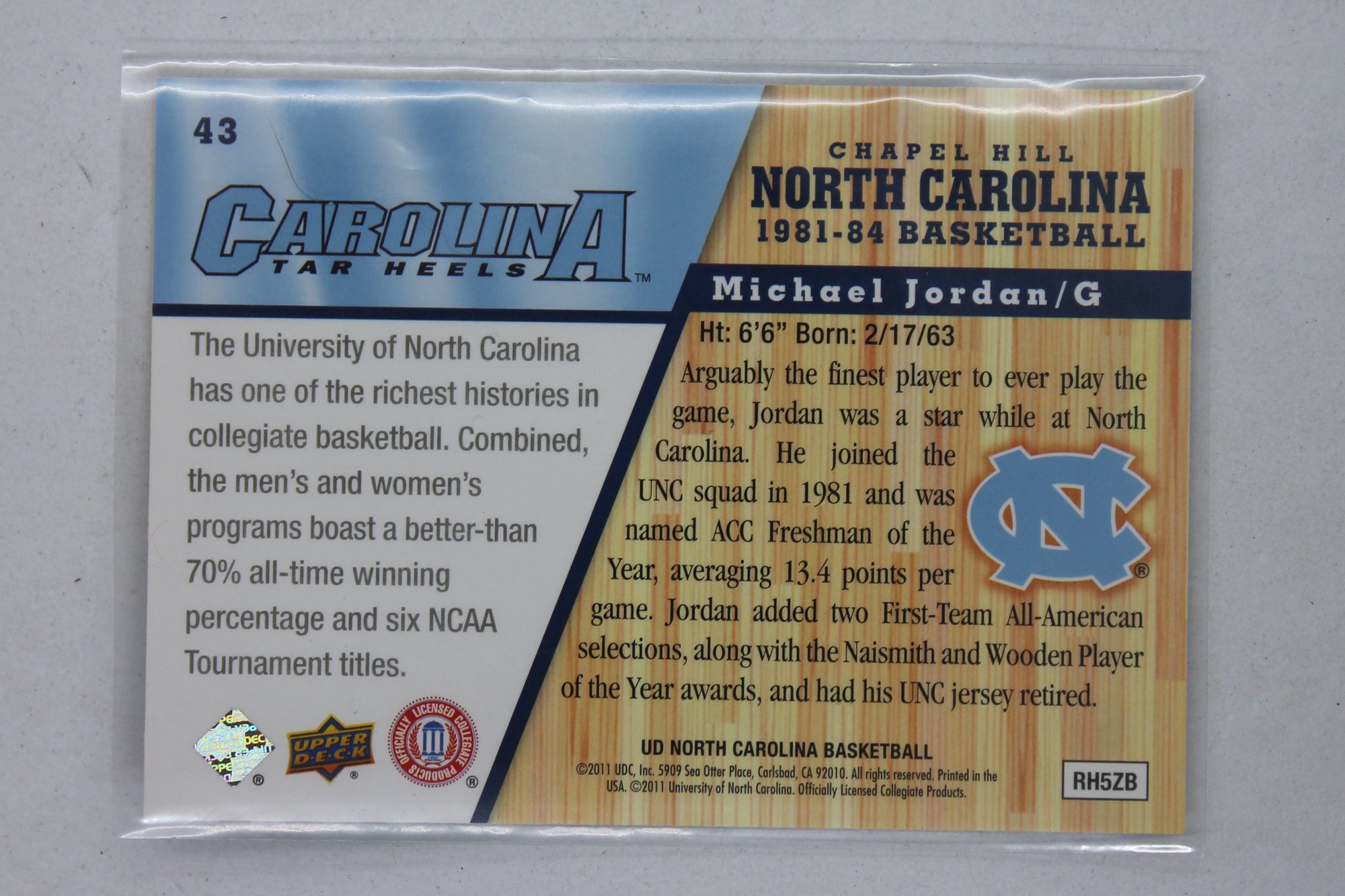Michael Jordan 2010-11 UD North Carolina Basketball - [Base] #43