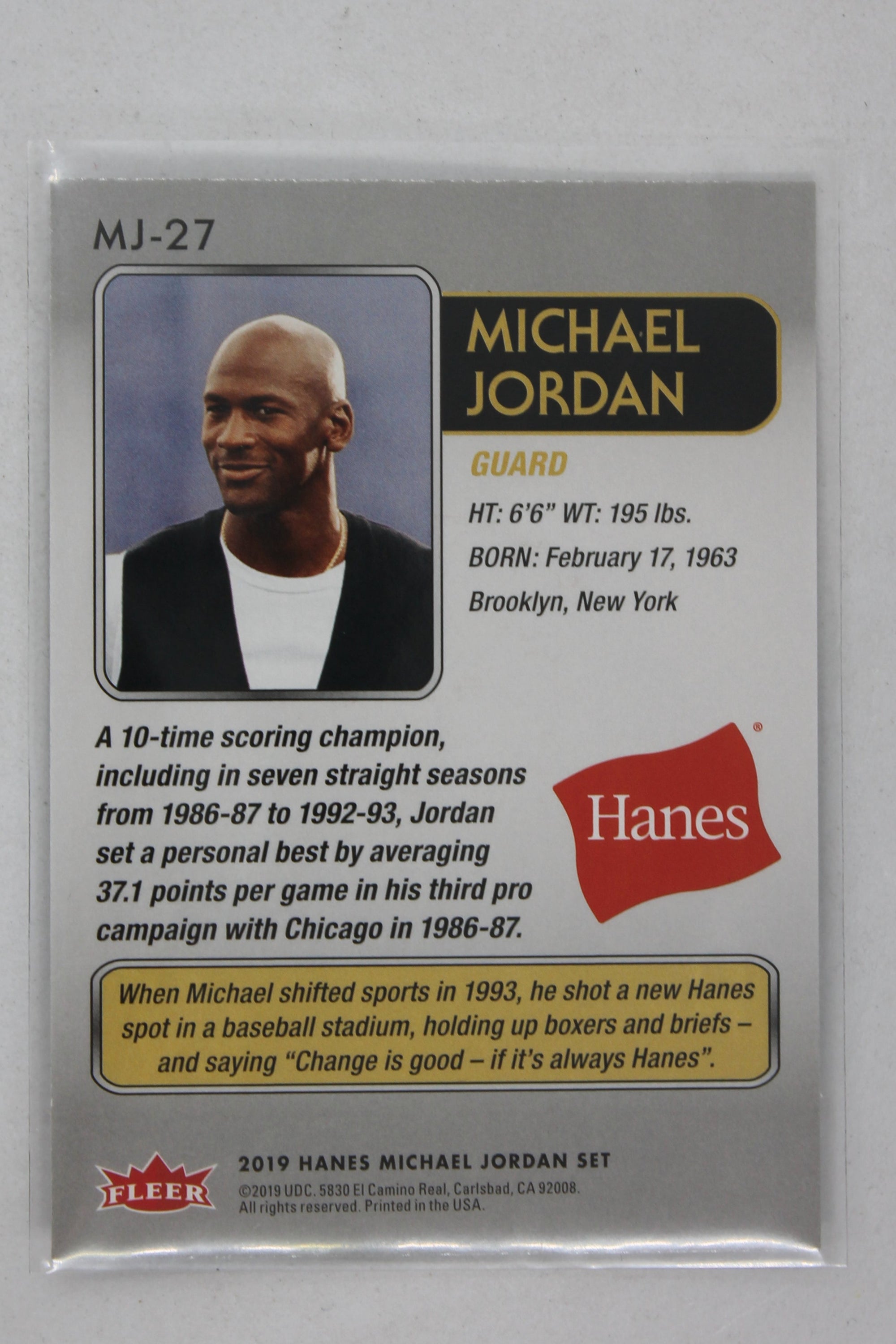 Michael Jordan 2019 Fleer Hanes Michael Jordan - [Base] - Red Foil #MJ-27