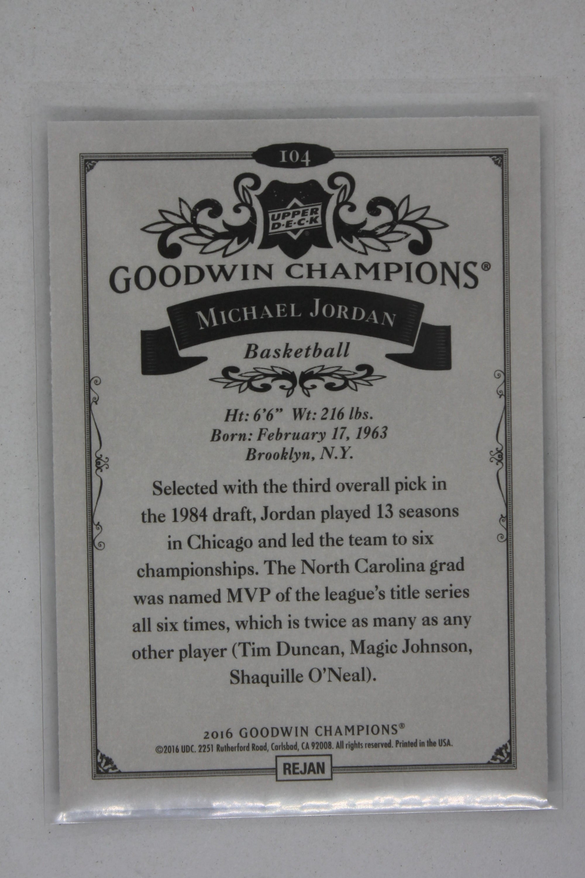 Michael Jordan 2016 Upper Deck Goodwin Champions - [Base] #104 Black & White