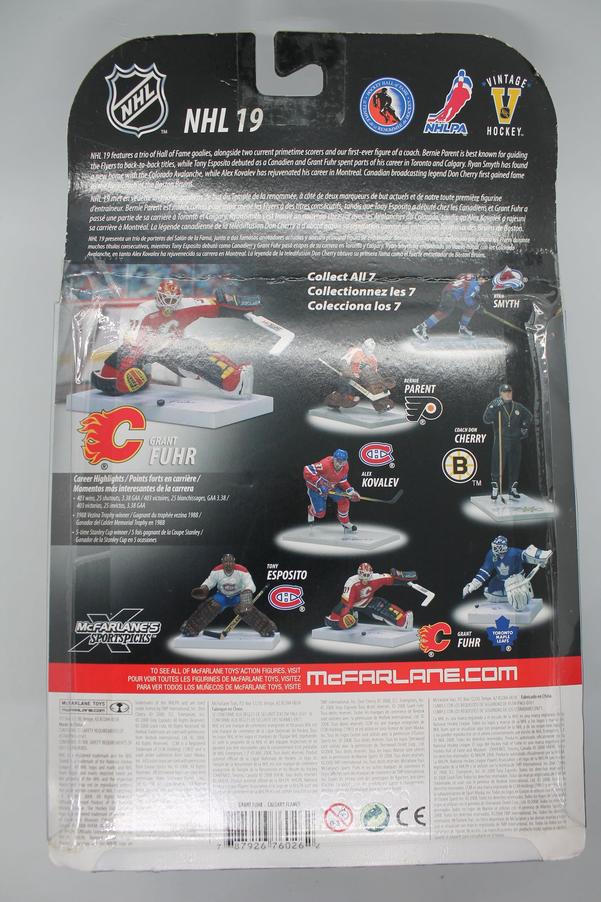 McFarlane Grant Fuhr NHL 19 6" Action Figure - Calgary Flames - creased cardboard