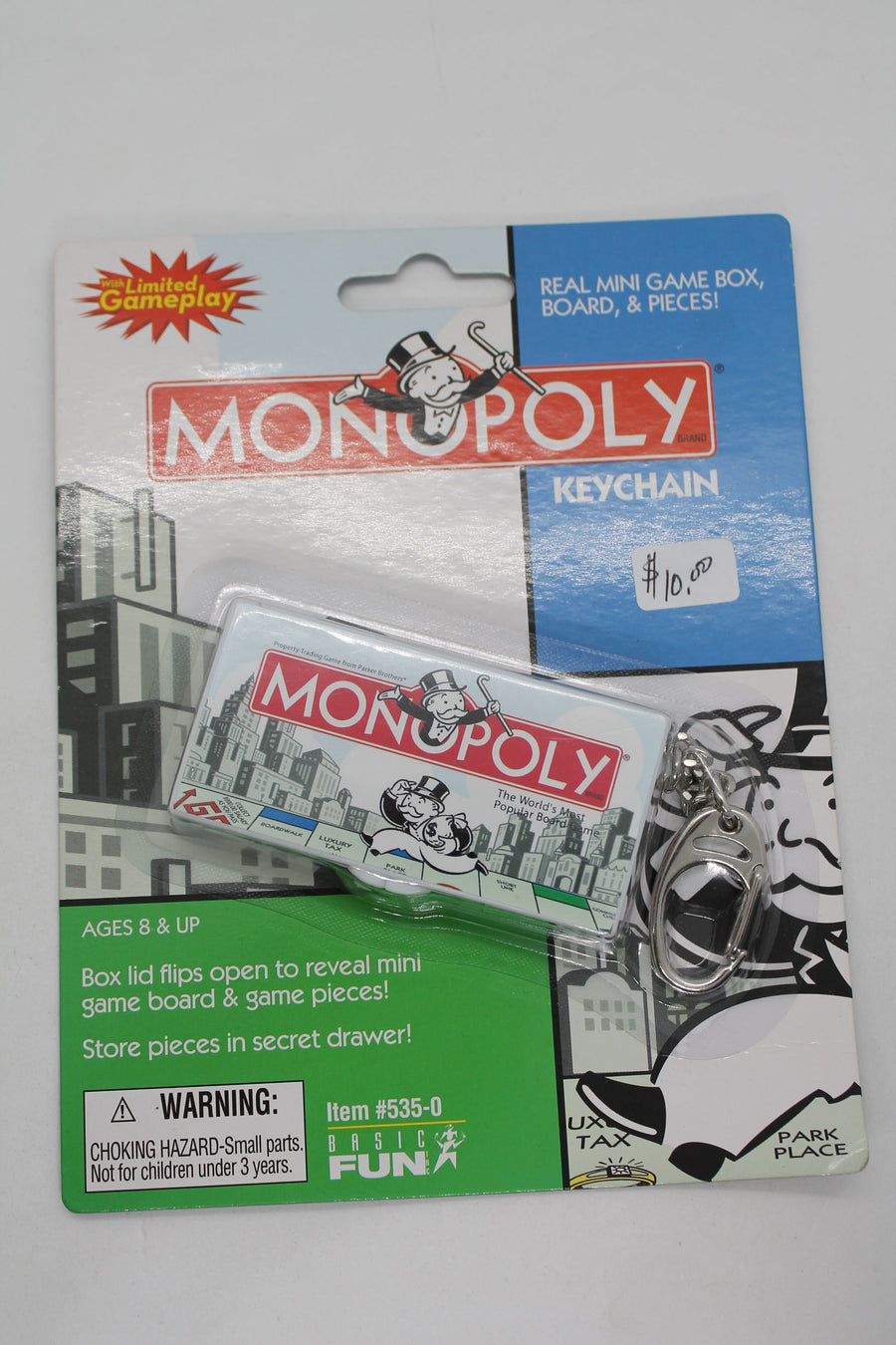 Hasbro - Monopoly Keychain with real mini Game Box, Board and Pieces!