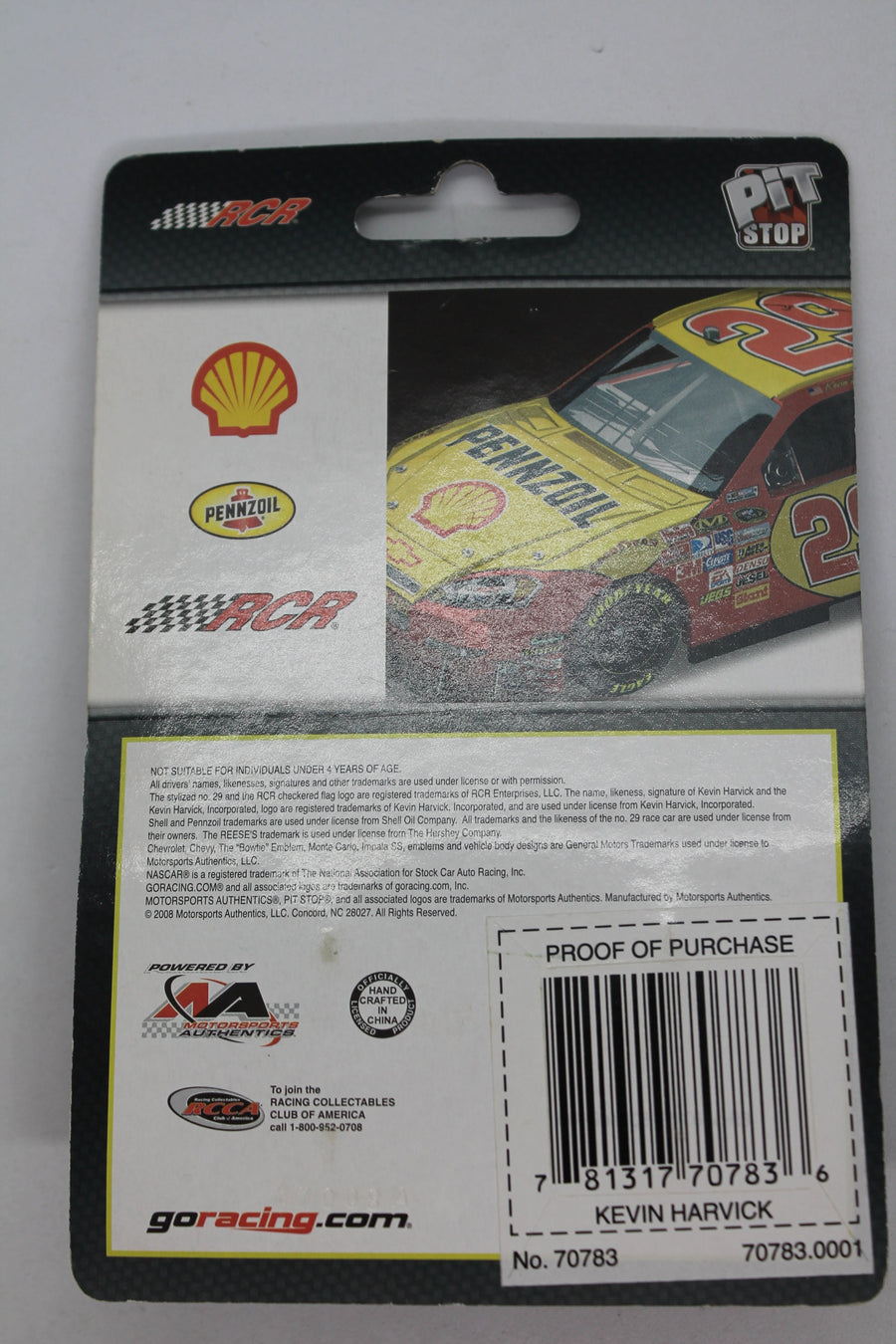 Kevin Harvick #29 Pennzoil 2008 Impala SS 1/64 Diecast