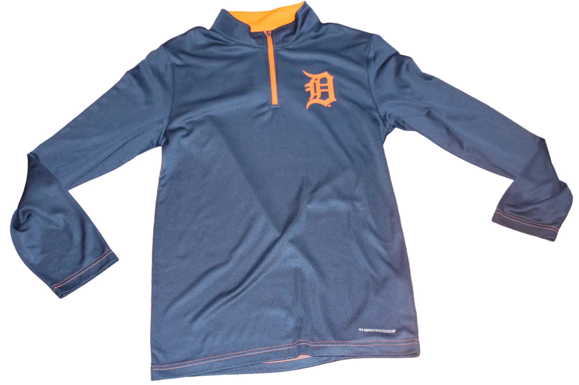 MLB Detroit Tigers Men's Majestic CoolBase 1/4 Zip Pullover (Orange & Blue) - Small