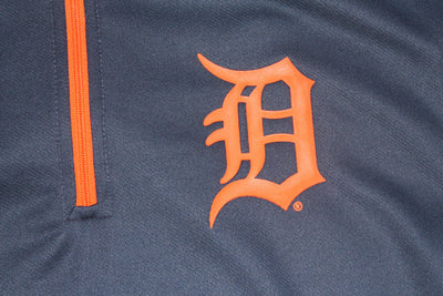 MLB Detroit Tigers Men's Majestic CoolBase 1/4 Zip Pullover (Orange & Blue) - Small