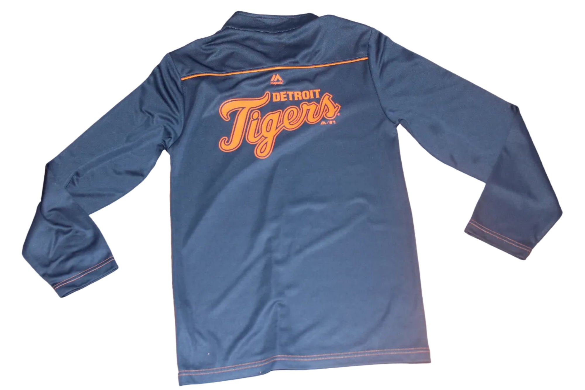 MLB Detroit Tigers Men's Majestic CoolBase 1/4 Zip Pullover (Orange & Blue) - Small