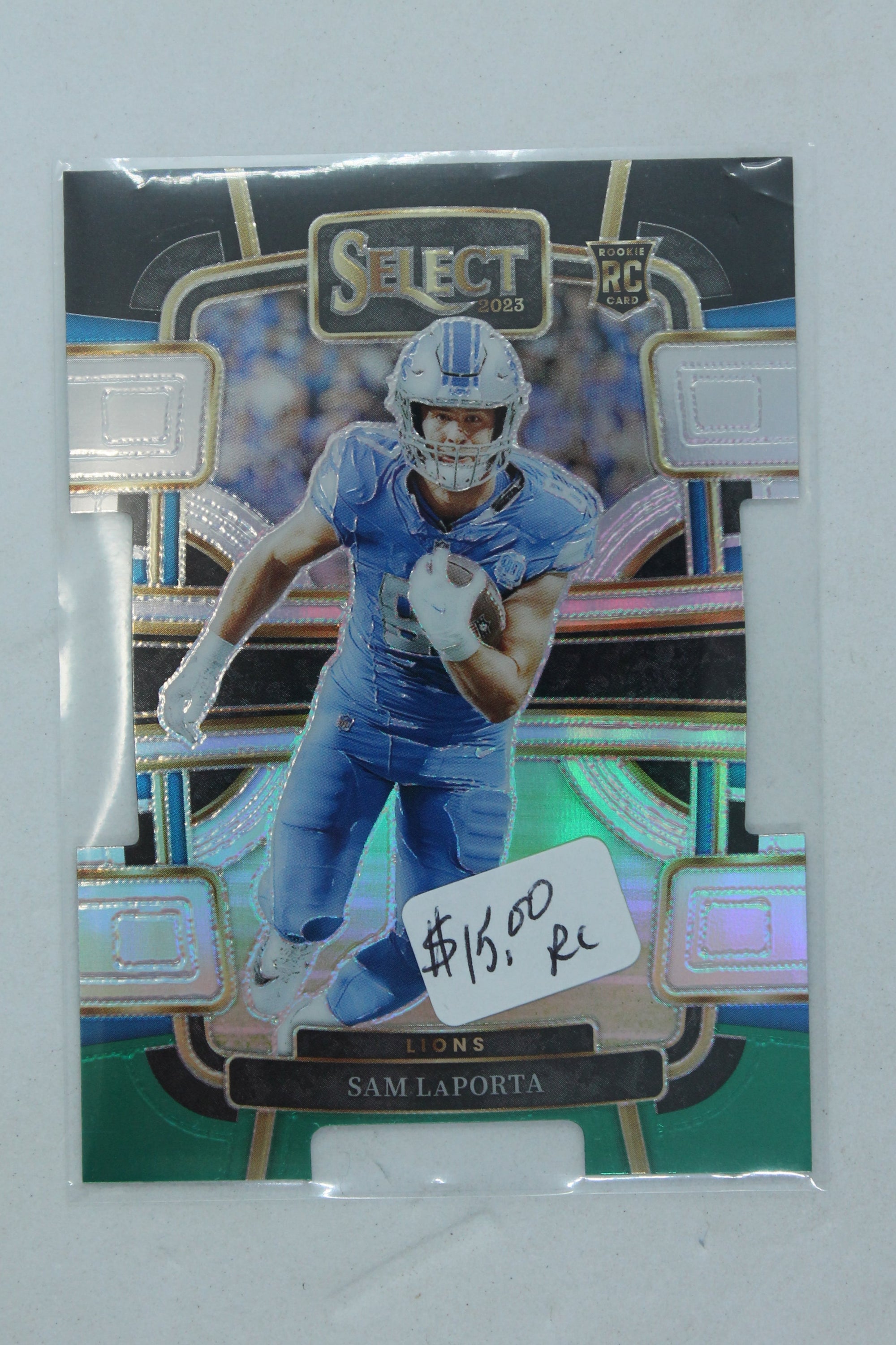 Sam LaPorta 2023 Panini Select Black & Green Prizm Die-Cut Rookie Card