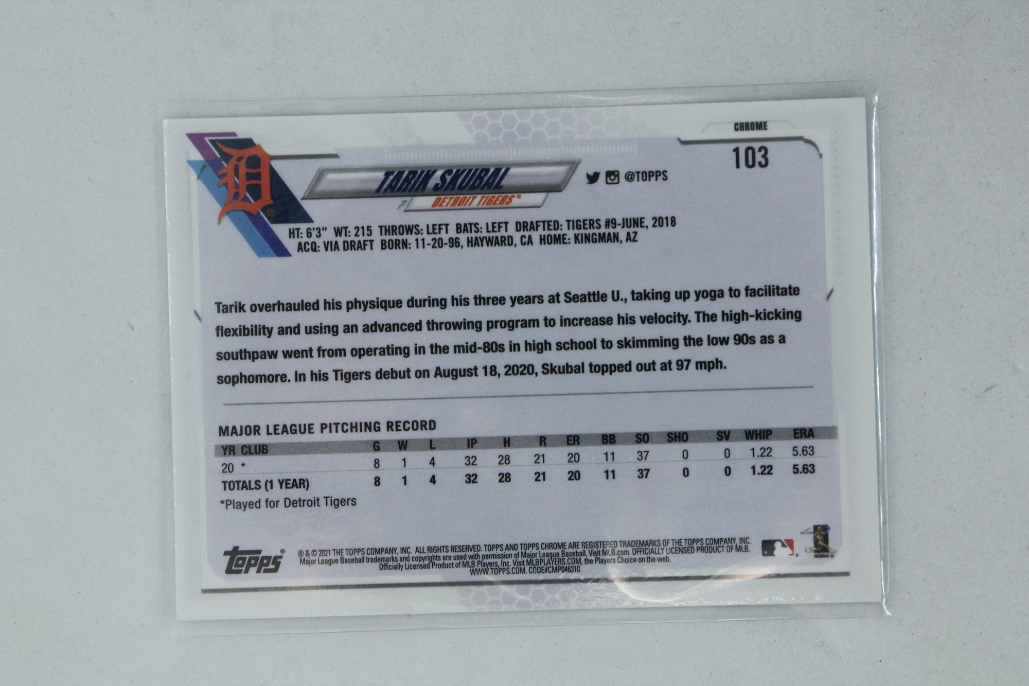 Tarik Skubal 2021 Topps Chrome Rookie Card