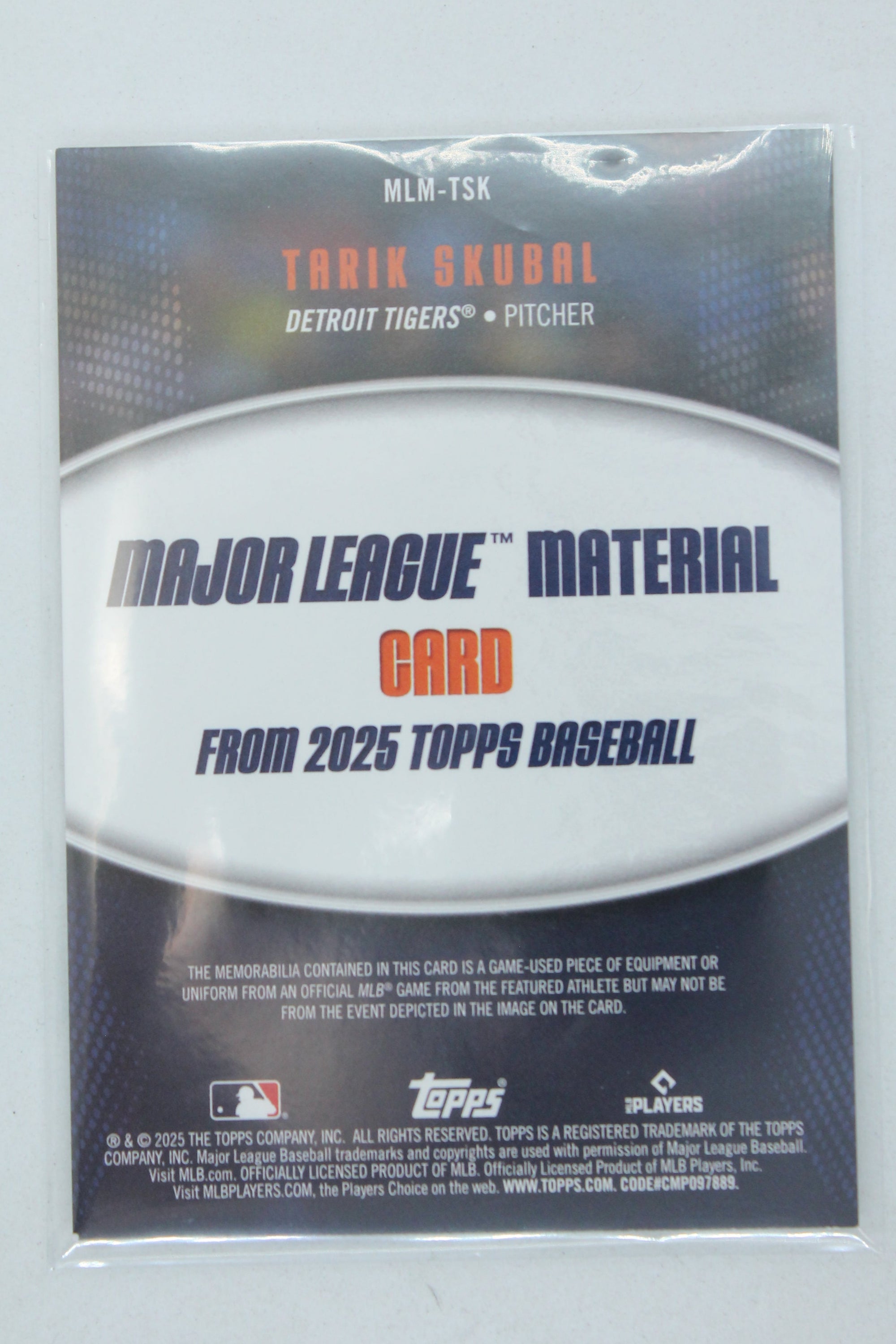 Tarik Skubal 2025 Topps Series 1 Jersey Card #MLM-TSK