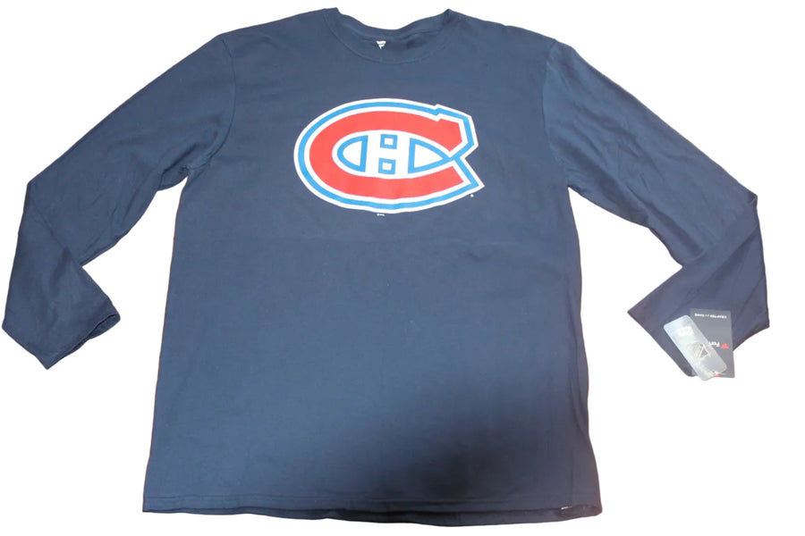 NHL Montreal Canadiens Men's Fanatics Primary Logo Long Sleeve Blue Tee - XLarge