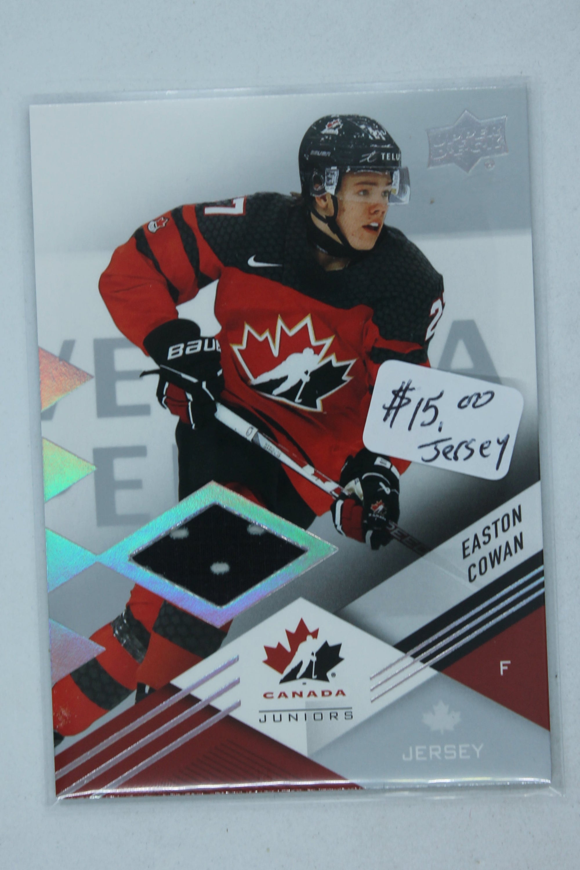 Easton Cowan 2024 Upper Deck Team Canada Juniors PRC (Black) Jersey Card