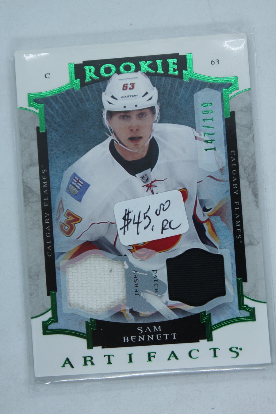 Sam Bennett 2015-16 Upper Artifacts - Emerald Jersey/Patch Rookie Card #147/199