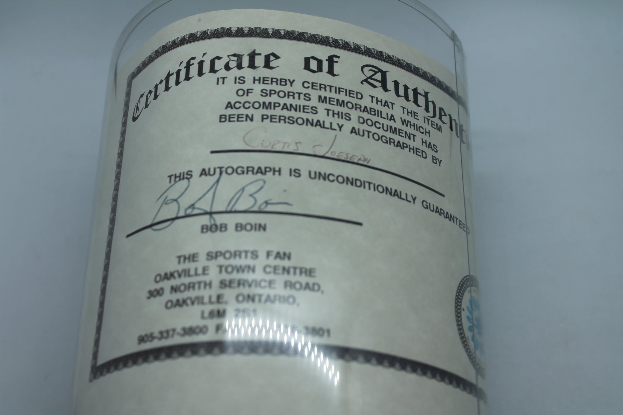 NHL Edmonton Oilers Franklin Mini Mask - Signed by Curtis Joseph