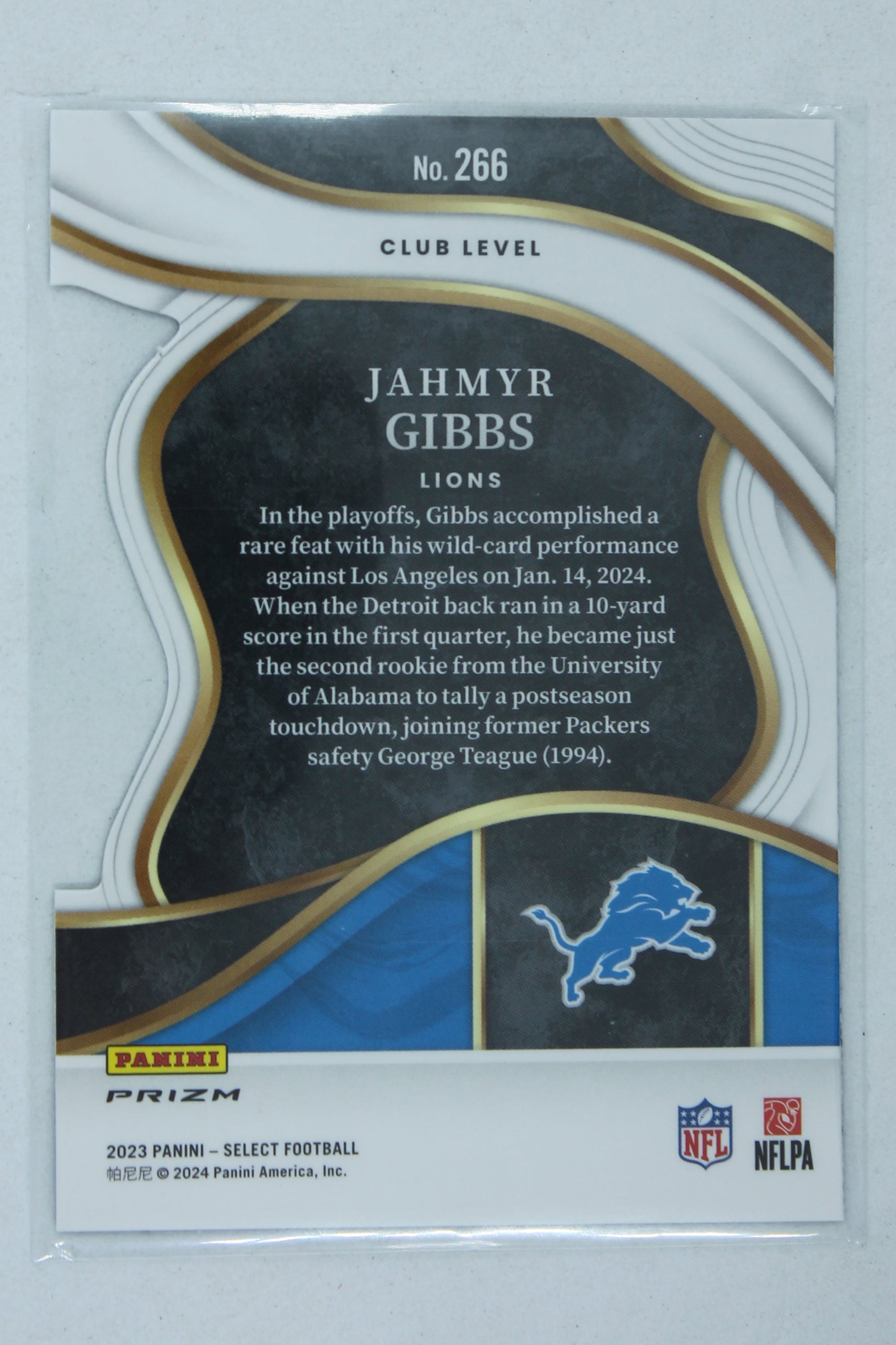 Jahmyr Gibbs 2023 Panini Select Yellow & Red Prizm Die-Cut Club Level Rookie Card