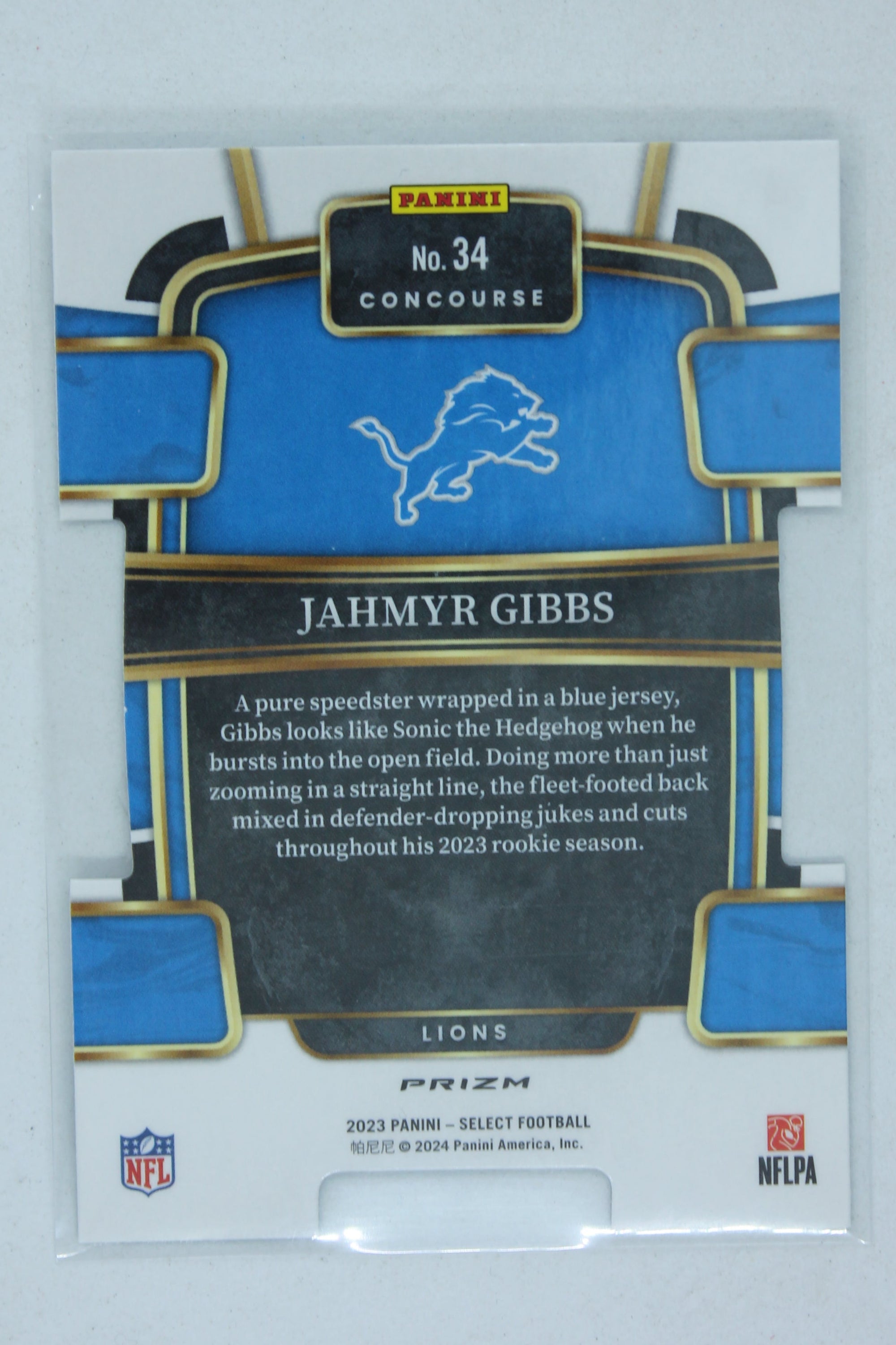 Jahmyr Gibbs 2023 Panini Select Silver Prizm Die-Cut Concourse Rookie Card