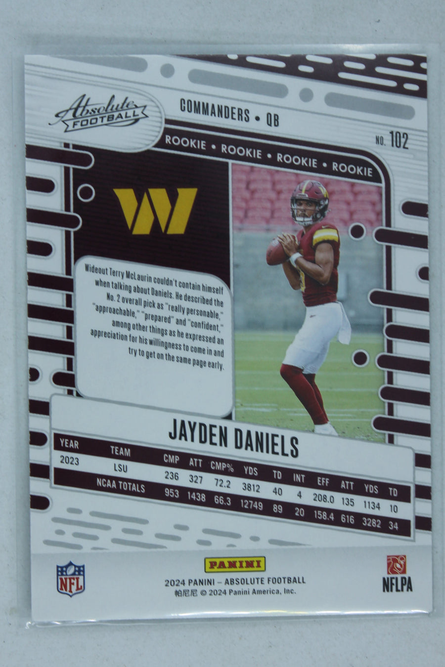 Jayden Daniels 2024 Panini Absolute - Rookies Rookie Card