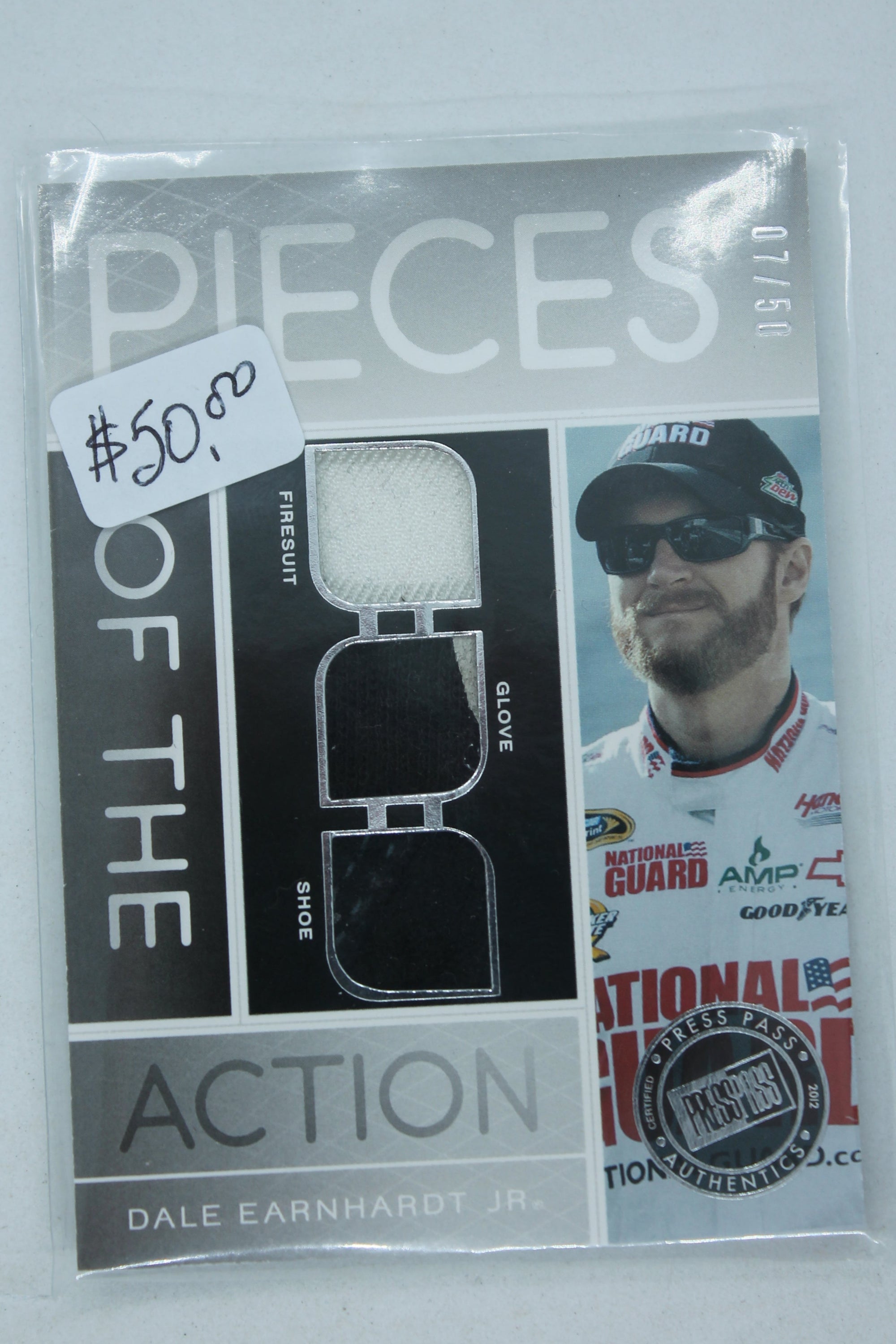 Dale Earnhardt Jr. 2012 Press Pass Redline - Pieces of the Action - Silver  #7/50