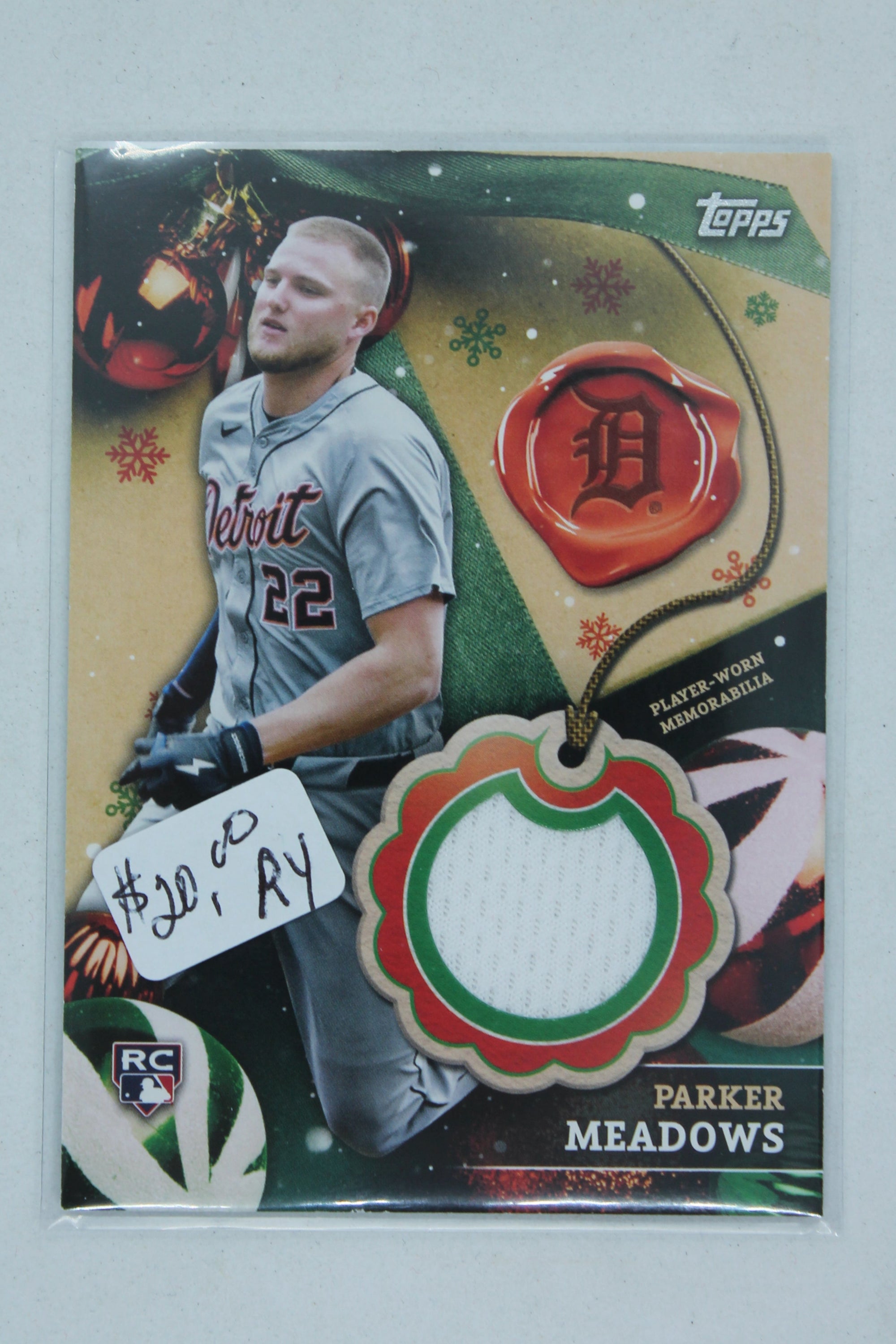 Parker Meadows 2024 Topps Holiday - Relics Jersey Card - Rookie Year