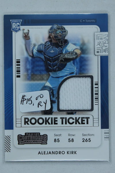 Alejandro Kirk 2021 Panini Contenders - Rookie Ticket Jersey Rookie Year Card