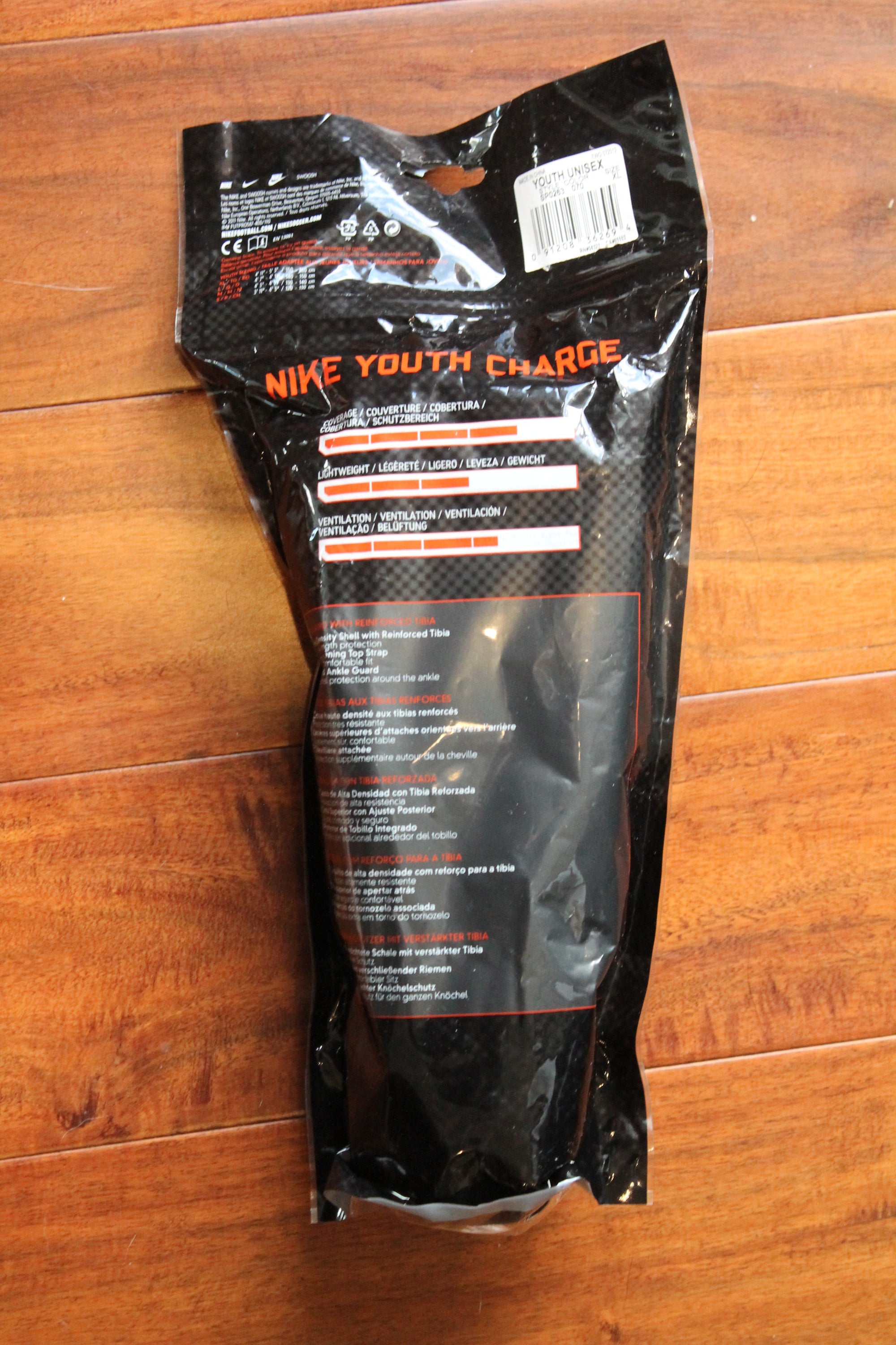 NIKE Youth Charge Shinguards - Youth XLarge - Grey/Black