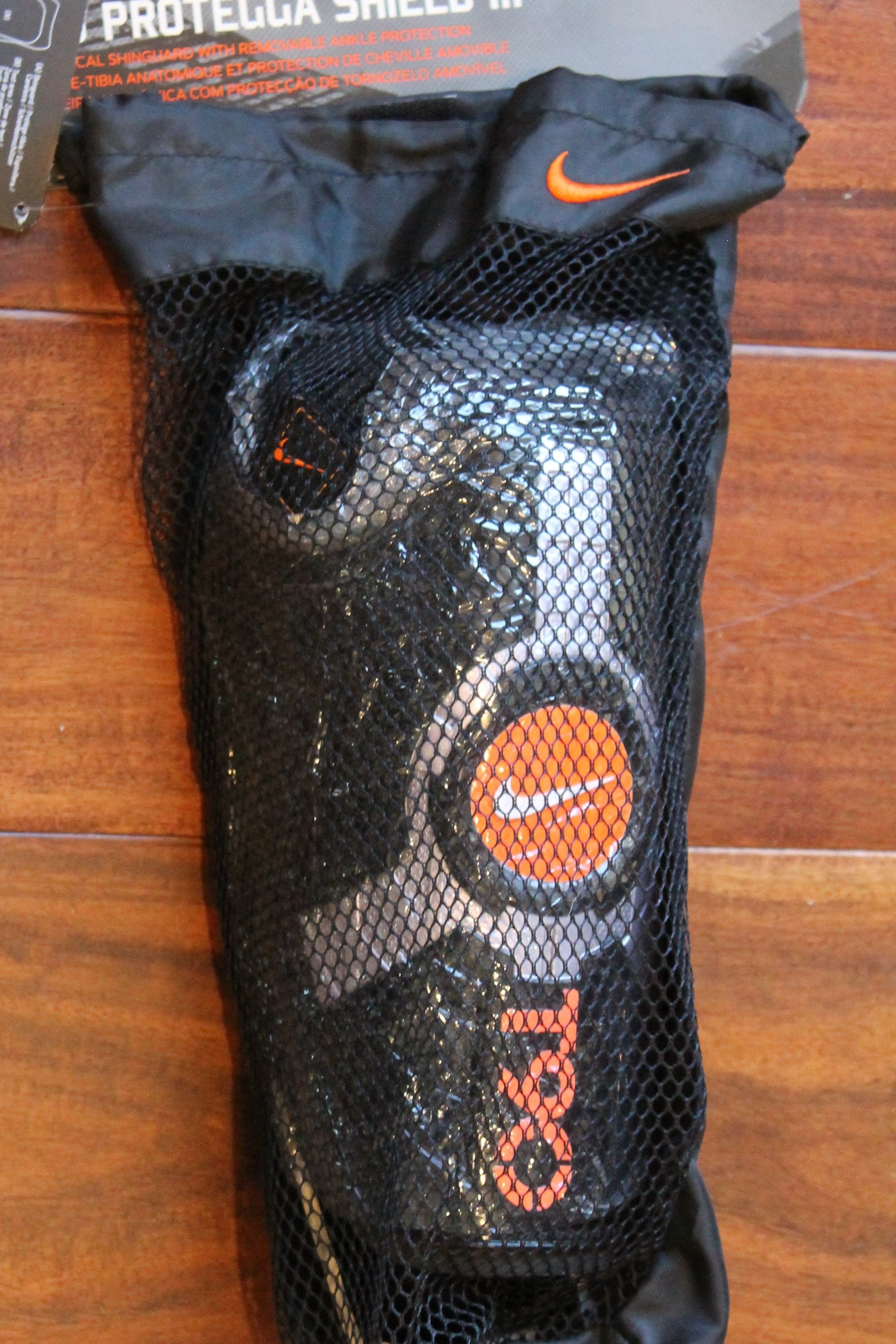 Nike Protegga Shield III Shin Guards - Adult Large - Orange/Silver/Black