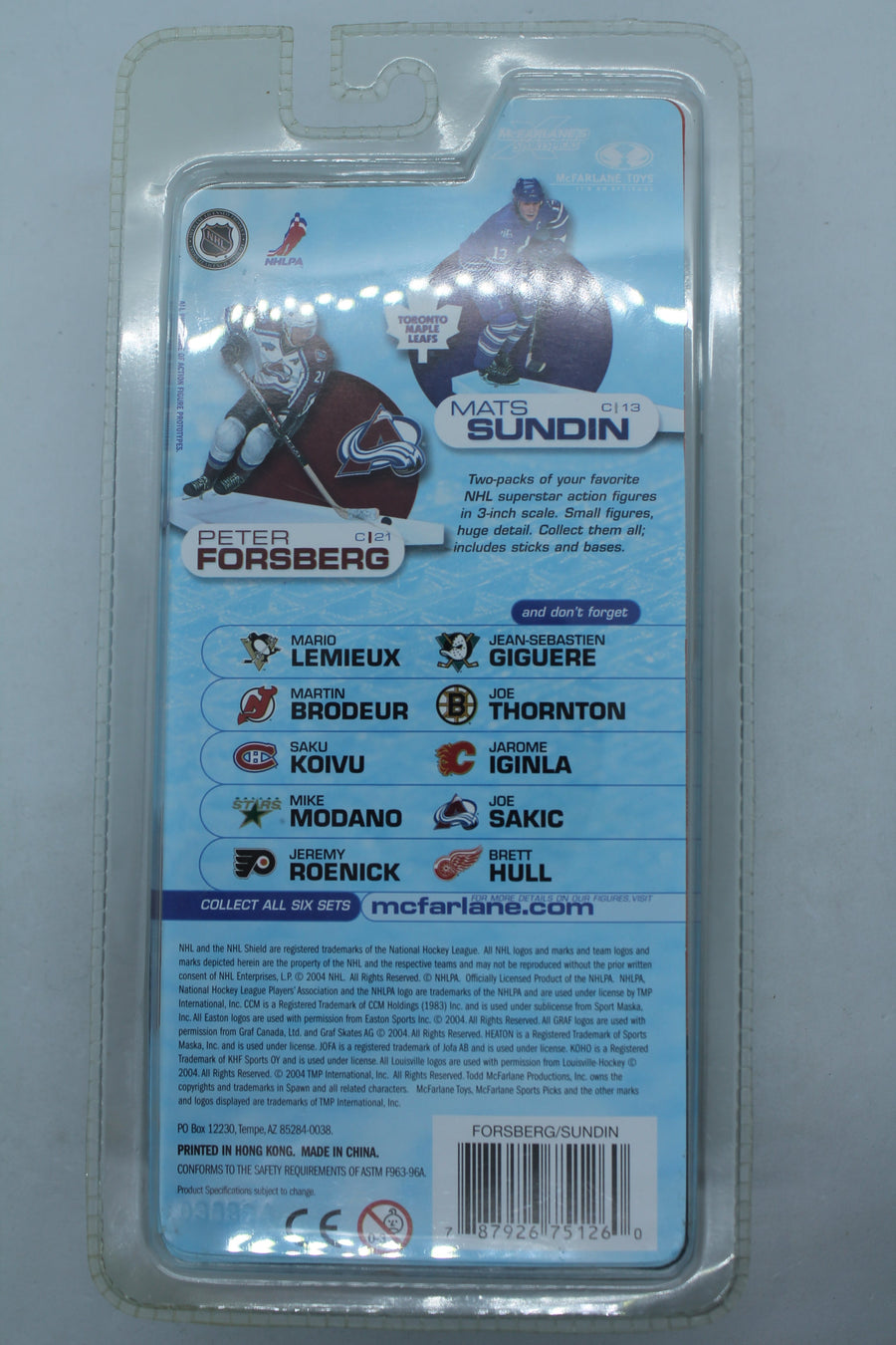 NHL 2003 Mcfarlane - Mats Sundin & Peter Forsberg -  Toronto Maple Leafs & Colorado Avalanche