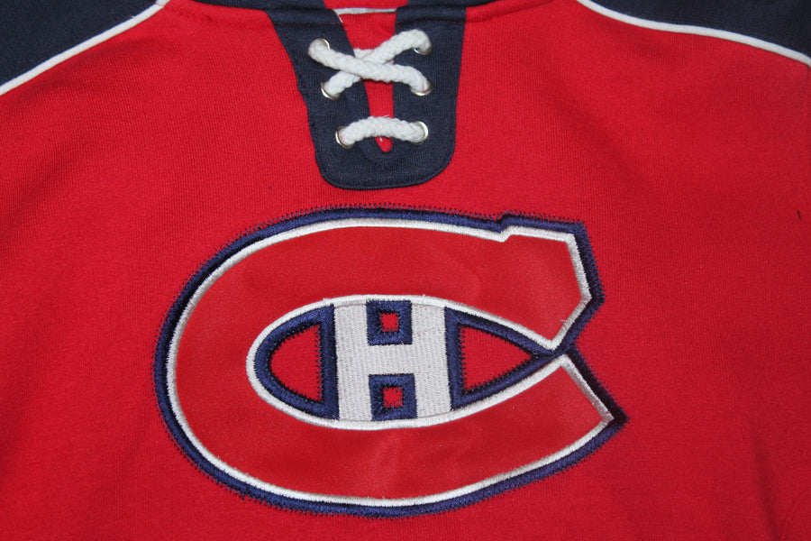 NHL Montreal Canadiens Kids Reebok Prime Fleece Lacer Hoodie