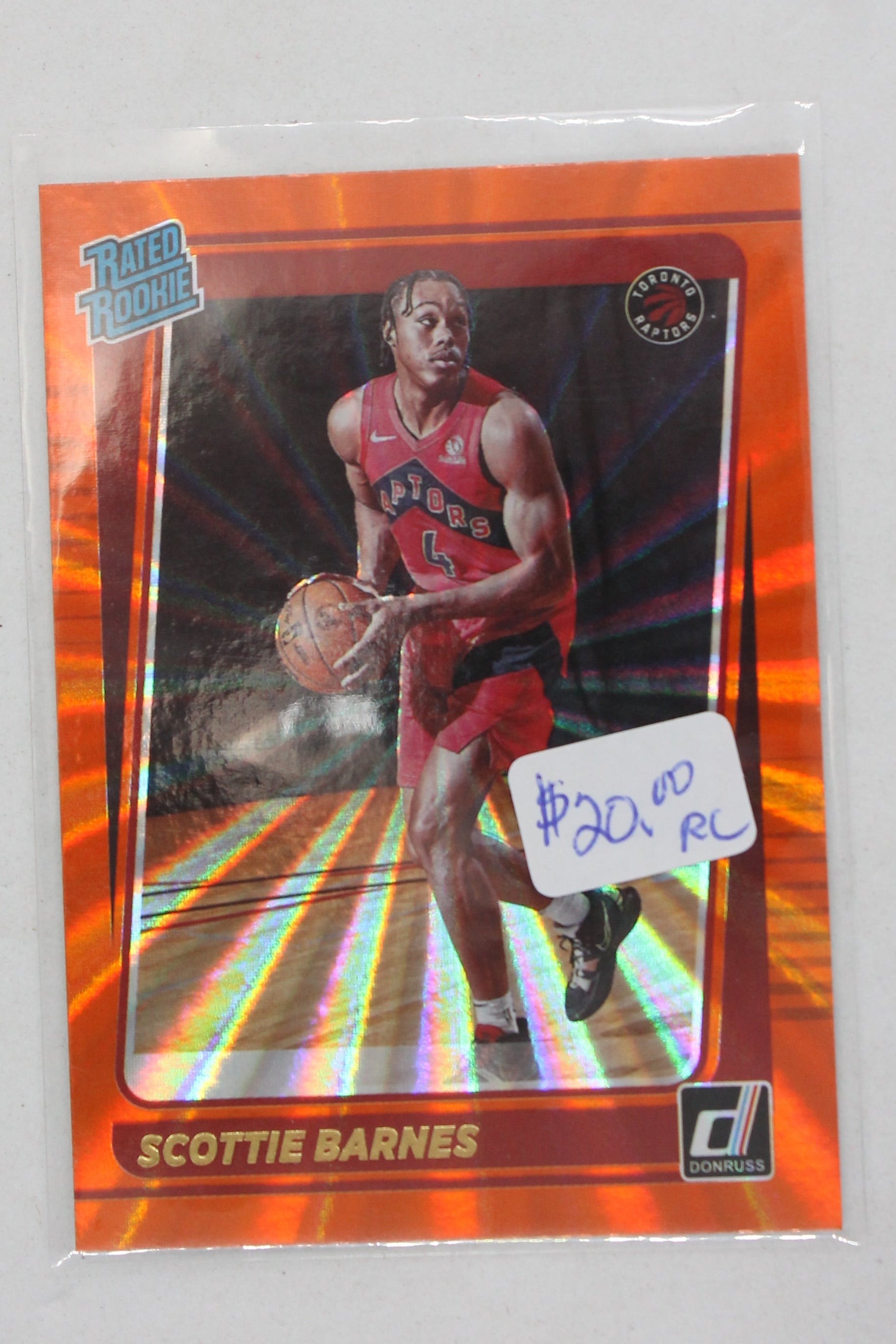 Scottie Barnes 2021-22 Panini Donruss Holo Orange Laser Rookie Card
