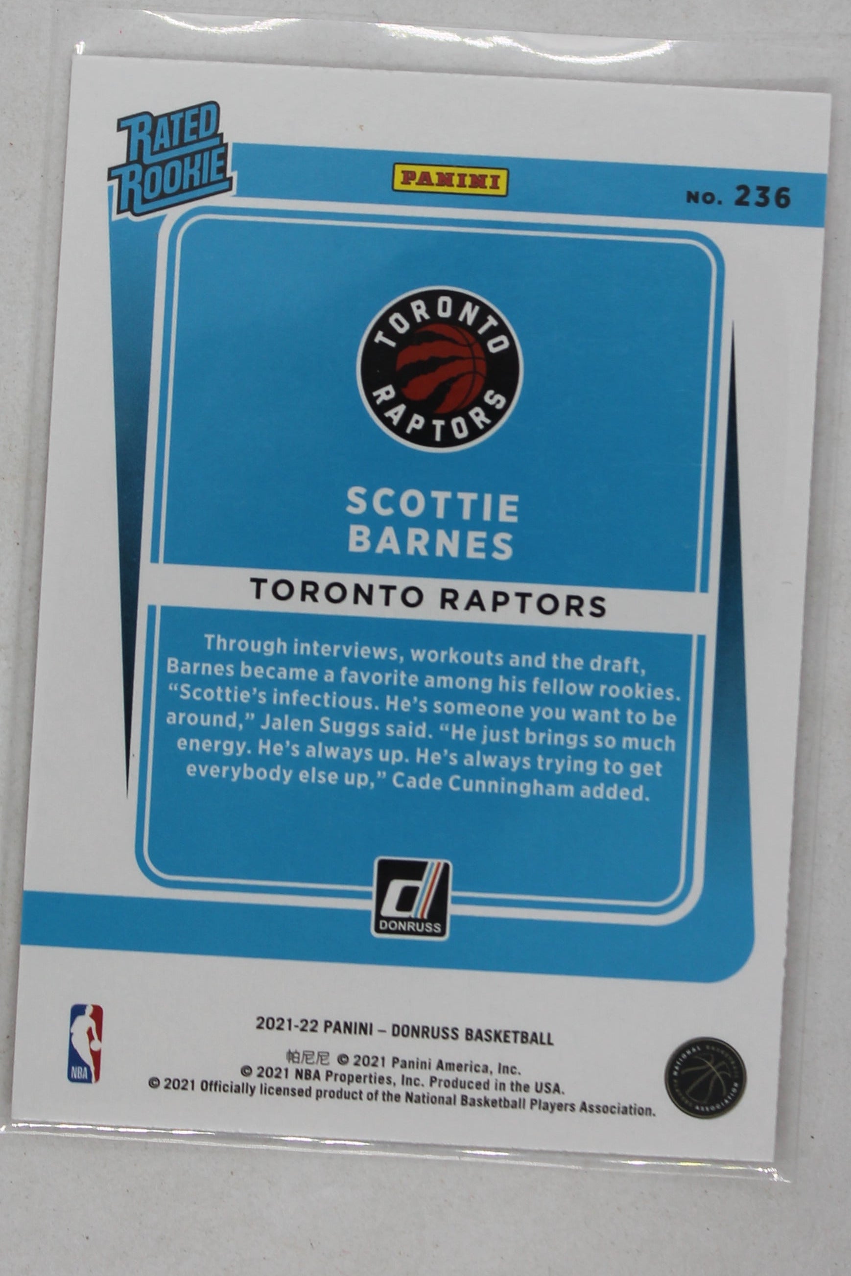 Scottie Barnes 2021-22 Panini Donruss Holo Orange Laser Rookie Card