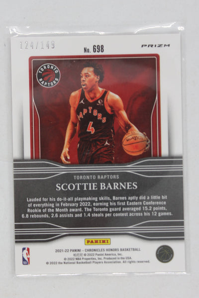 NBA Scottie Barnes 2021-22 Panini Chronicles Red Honors Rookie Card #124/149