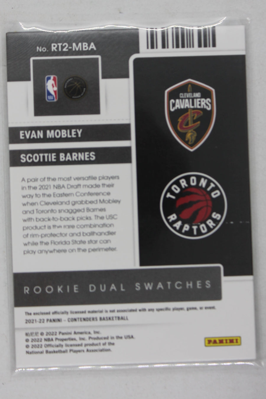 Evan Mobley & Scottie Barnes 2021-22 Panini Contenders - Rookie Ticket Dual Swatches #RT2-MBA  - Rookie Year
